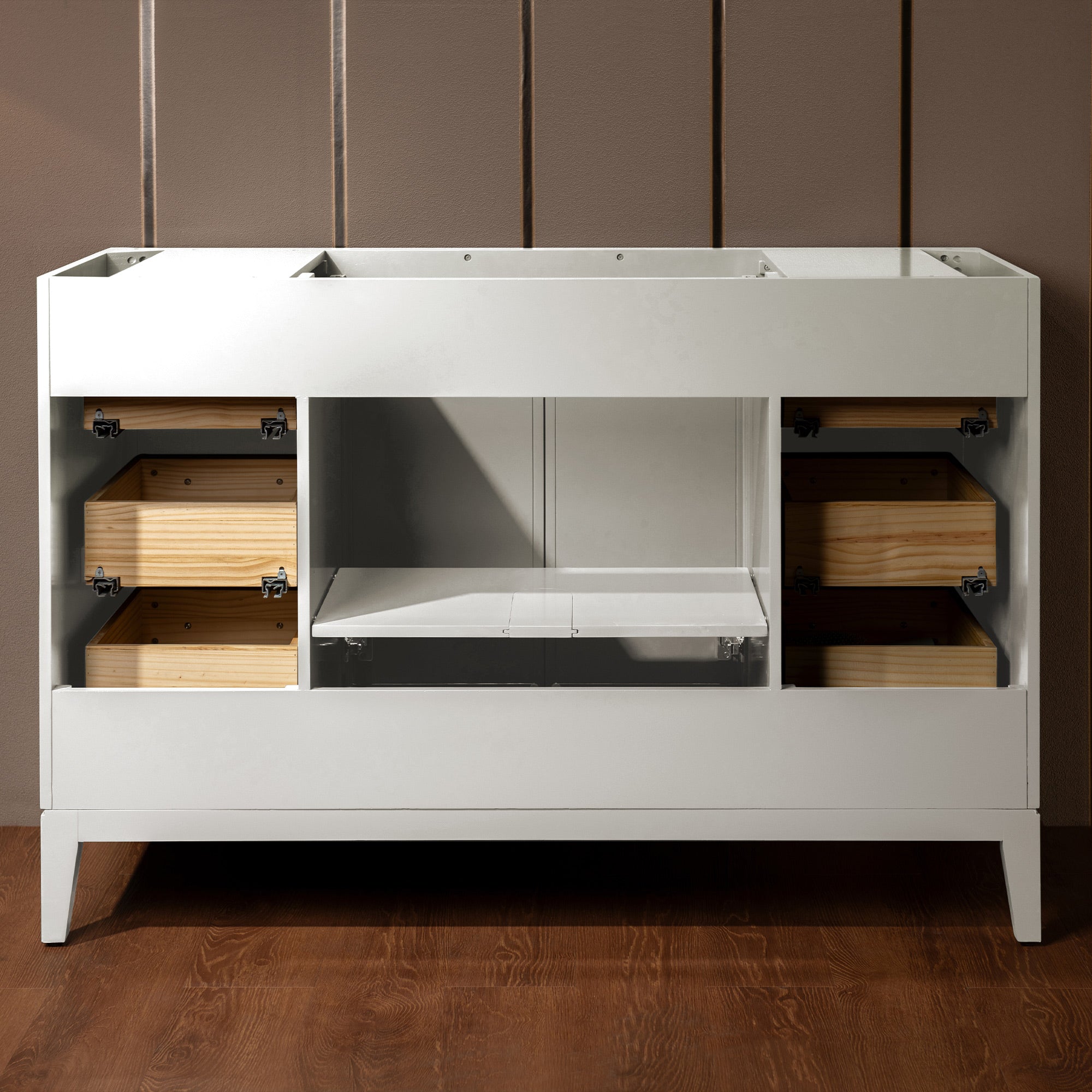 WOODBRIDGE 49" White Single Sink Bathroom Vanity Engineered Stone Top, Pre-drilled for 8 in. widespread faucets, Solid Wood Frame & Drawers, Fully Assembled and Ready to Install.