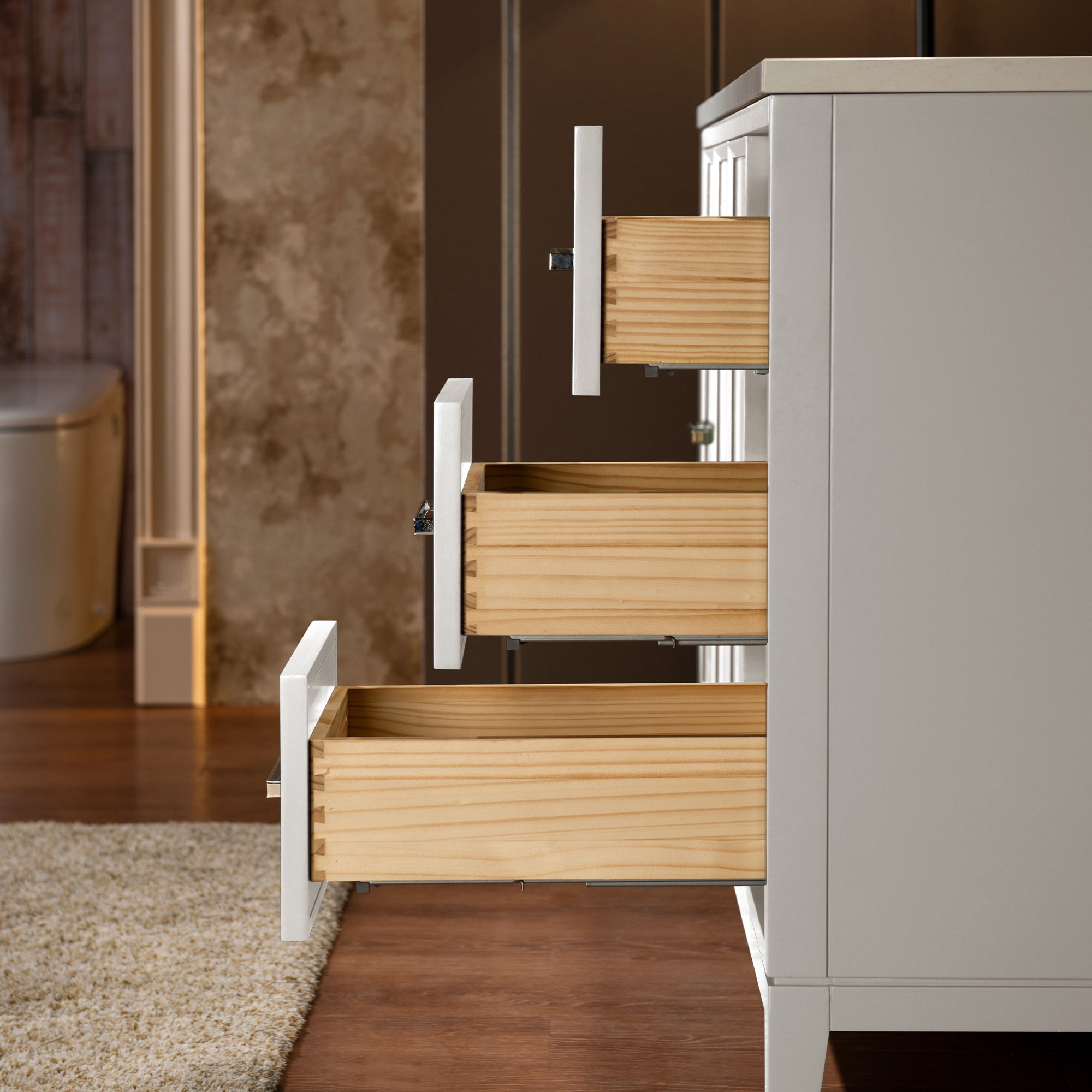 WOODBRIDGE 49" White Single Sink Bathroom Vanity Engineered Stone Top, Pre-drilled for 8 in. widespread faucets, Solid Wood Frame & Drawers, Fully Assembled and Ready to Install.
