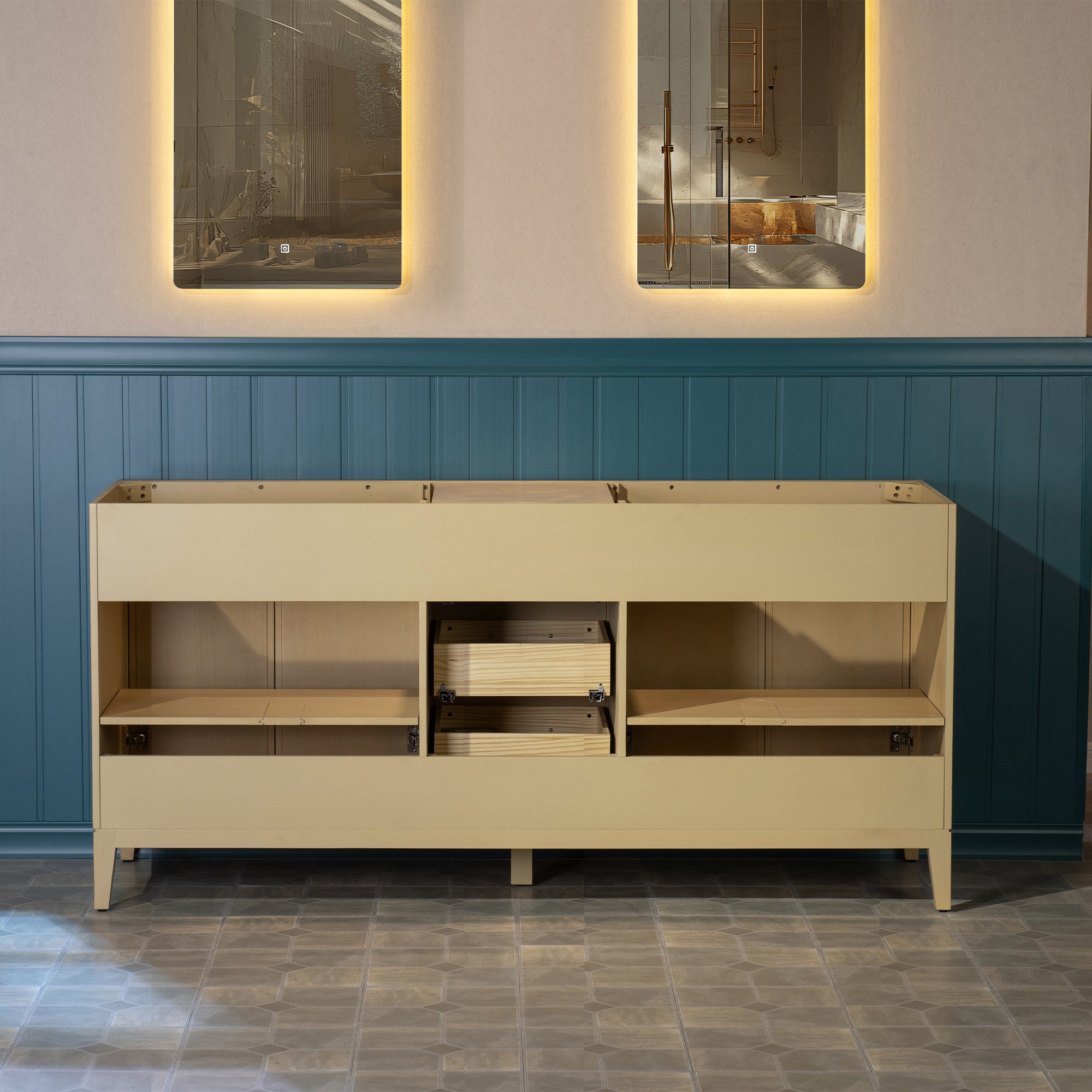 WOODBRIDGE 61" White Bathroom Vanity – Double Sink with Engineered Stone Top, Pre-drilled for 8 in. widespread faucets, Solid Wood Frame & Drawers, Fully Assembled and Ready for Installation