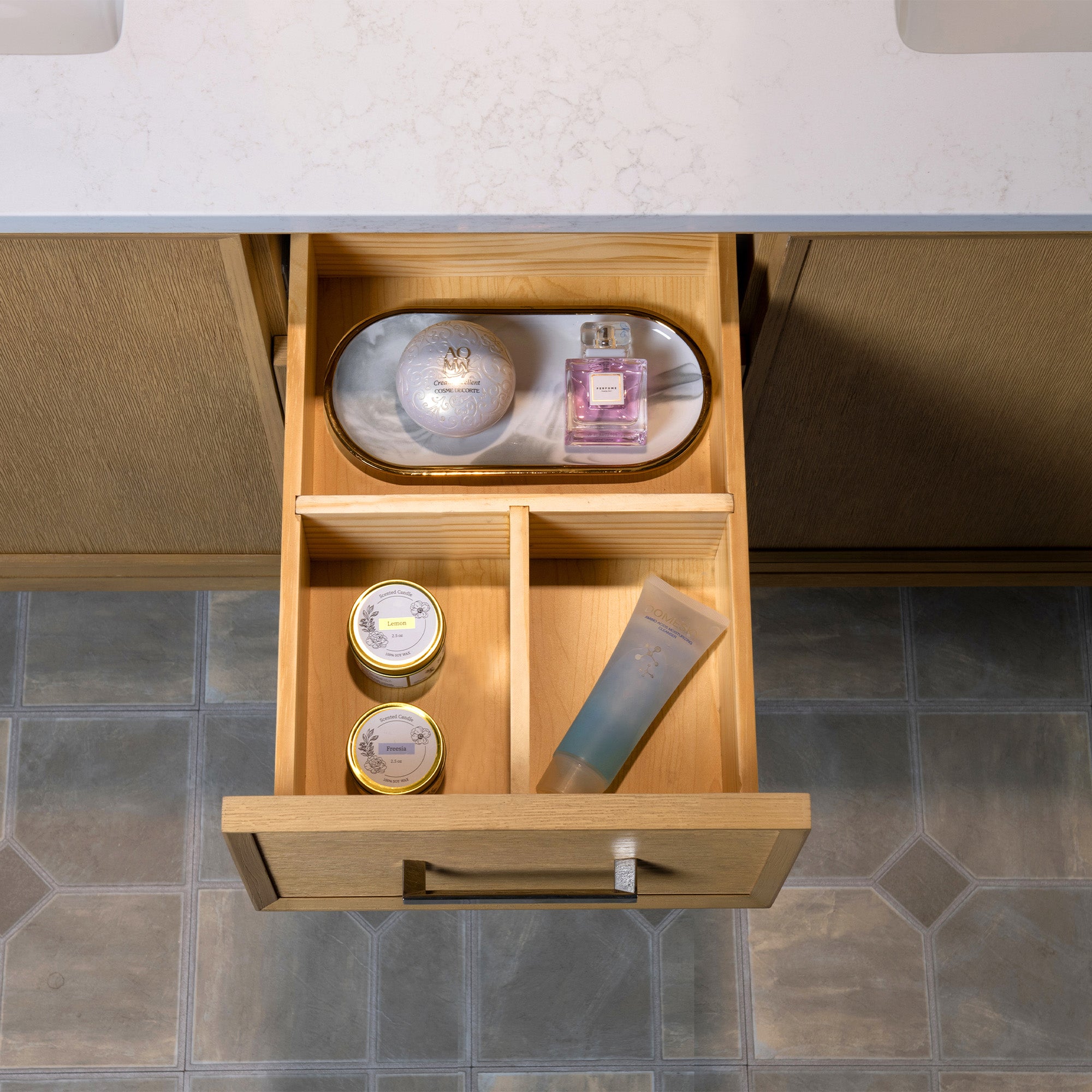 WOODBRIDGE 61" White Bathroom Vanity – Double Sink with Engineered Stone Top, Pre-drilled for 8 in. widespread faucets, Solid Wood Frame & Drawers, Fully Assembled and Ready for Installation