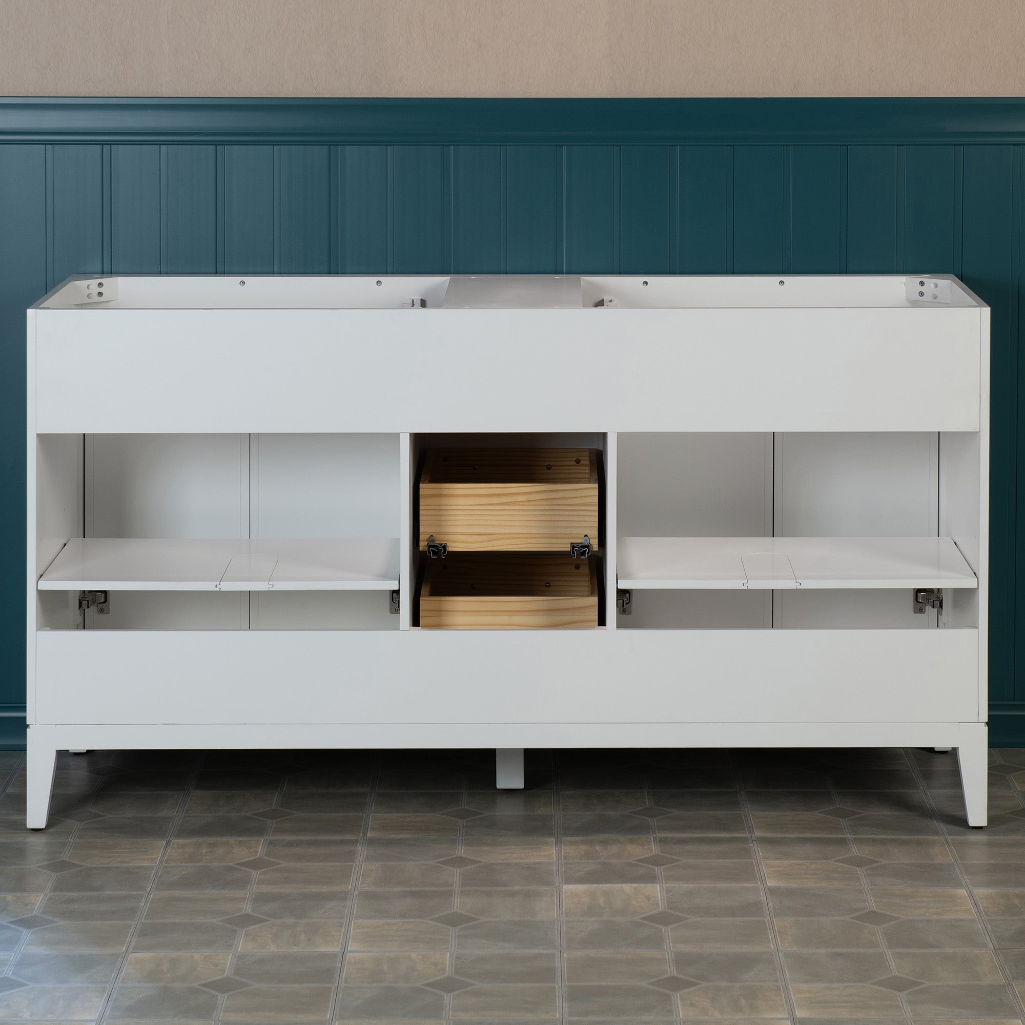 WOODBRIDGE 61" White Bathroom Vanity – Double Sink with Engineered Stone Top, Pre-drilled for 8 in. widespread faucets, Solid Wood Frame & Drawers, Fully Assembled and Ready for Installation