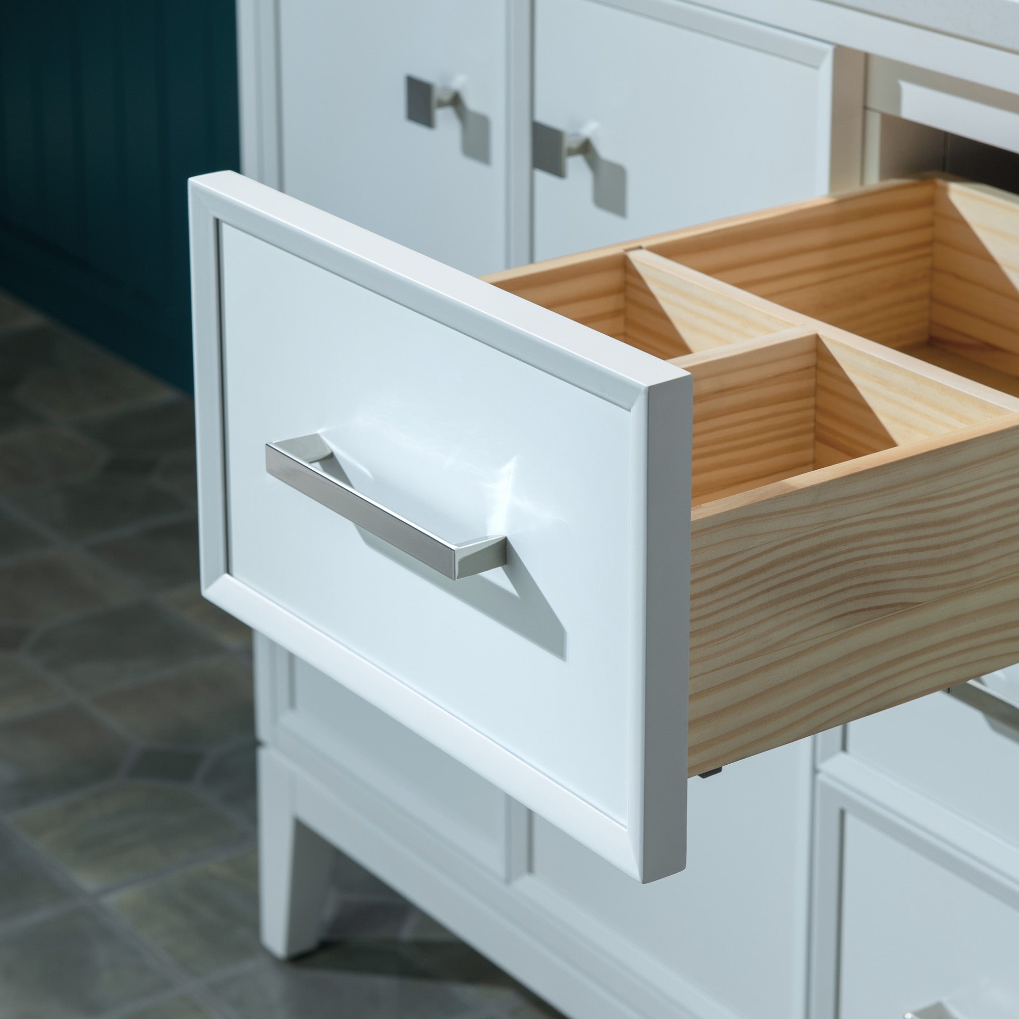 WOODBRIDGE 61" White Bathroom Vanity – Double Sink with Engineered Stone Top, Pre-drilled for 8 in. widespread faucets, Solid Wood Frame & Drawers, Fully Assembled and Ready for Installation
