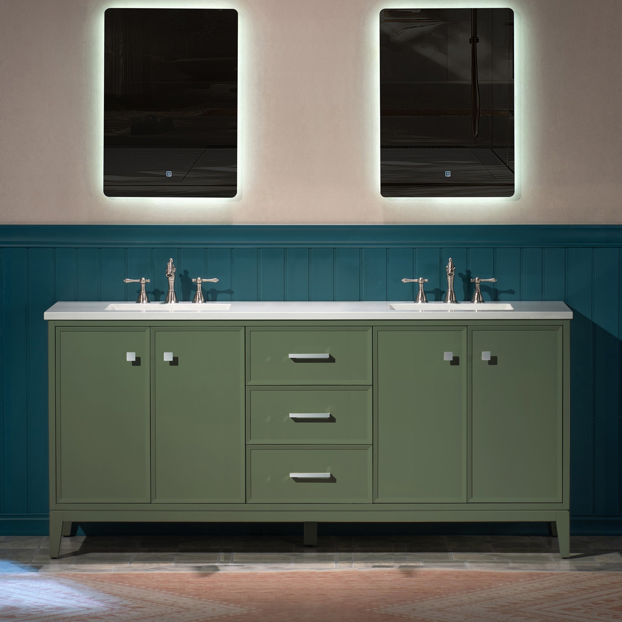 WOODBRIDGE 73" White Bathroom Vanity – Double Sink with Engineered Stone Top, Pre-drilled for 8 in. widespread faucets, Solid Wood Frame & Drawers, Fully Assembled and Ready for Installation