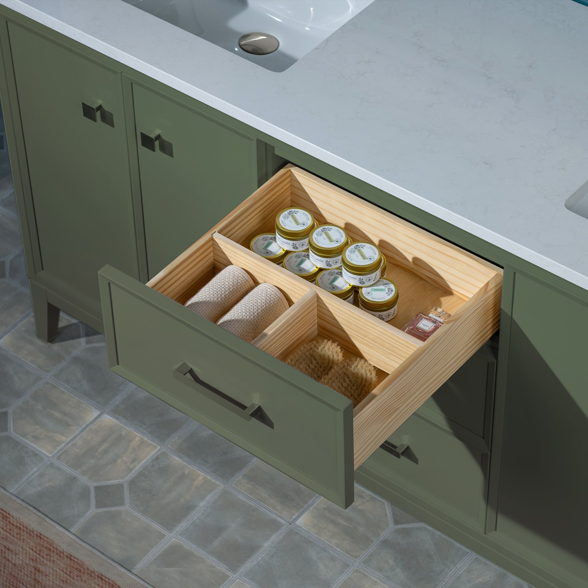WOODBRIDGE 73" White Bathroom Vanity – Double Sink with Engineered Stone Top, Pre-drilled for 8 in. widespread faucets, Solid Wood Frame & Drawers, Fully Assembled and Ready for Installation