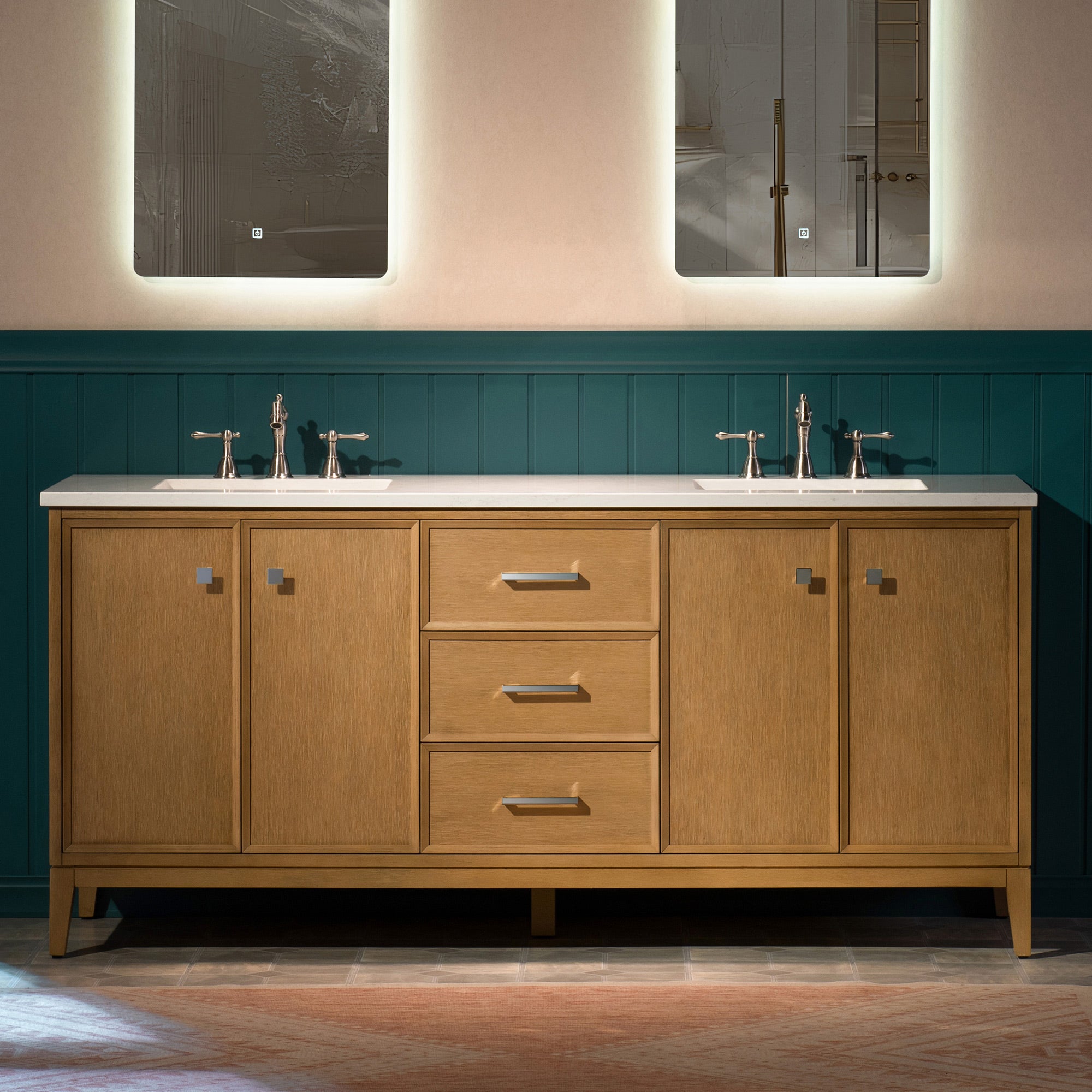 WOODBRIDGE 73" White Bathroom Vanity – Double Sink with Engineered Stone Top, Pre-drilled for 8 in. widespread faucets, Solid Wood Frame & Drawers, Fully Assembled and Ready for Installation