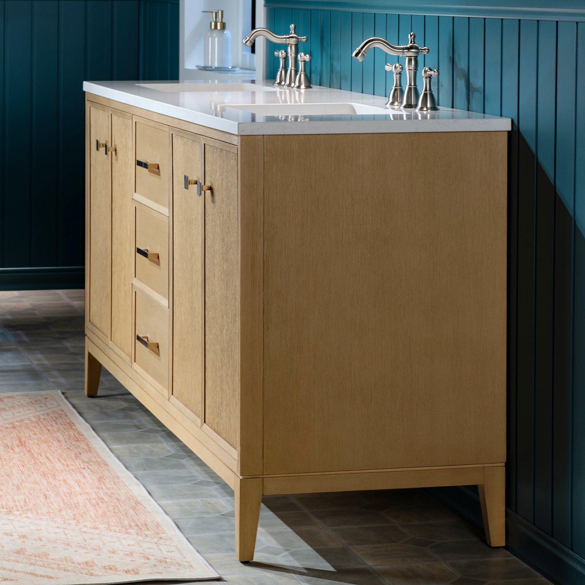 WOODBRIDGE 73" White Bathroom Vanity – Double Sink with Engineered Stone Top, Pre-drilled for 8 in. widespread faucets, Solid Wood Frame & Drawers, Fully Assembled and Ready for Installation