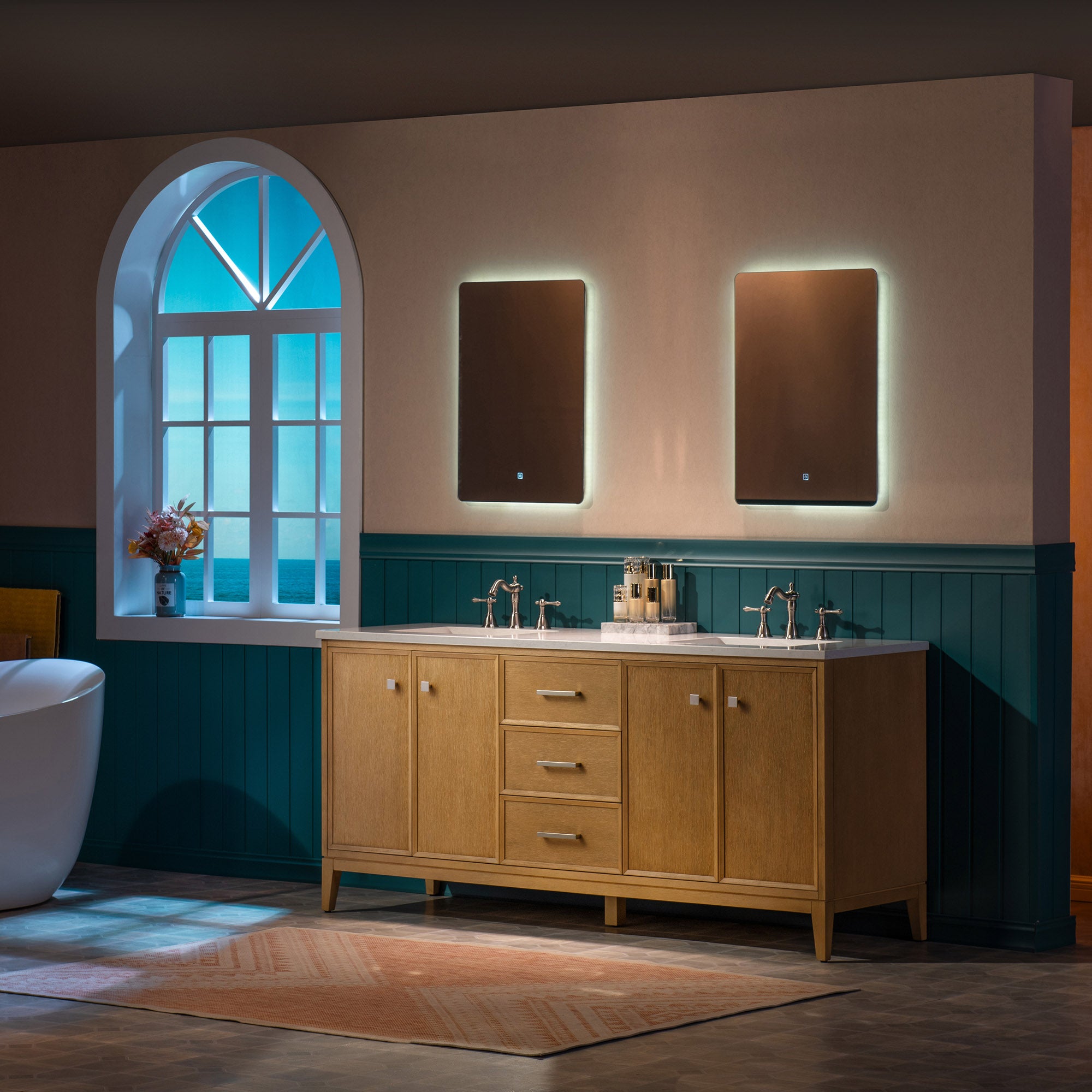 WOODBRIDGE 73" White Bathroom Vanity – Double Sink with Engineered Stone Top, Pre-drilled for 8 in. widespread faucets, Solid Wood Frame & Drawers, Fully Assembled and Ready for Installation