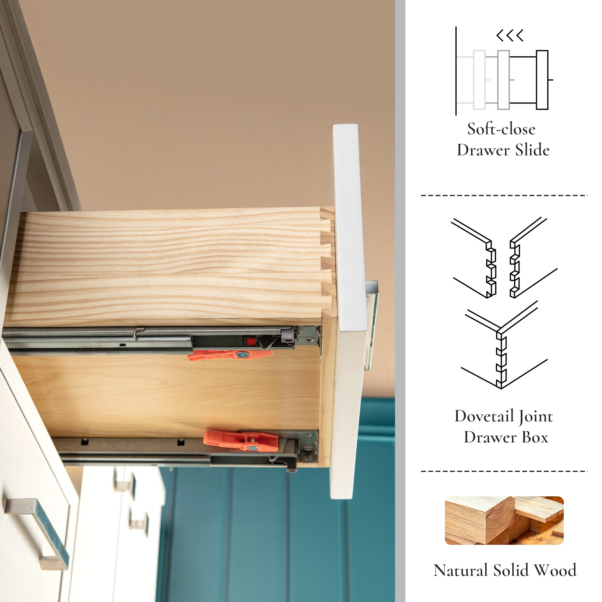 WOODBRIDGE 73" White Bathroom Vanity – Double Sink with Engineered Stone Top, Pre-drilled for 8 in. widespread faucets, Solid Wood Frame & Drawers, Fully Assembled and Ready for Installation