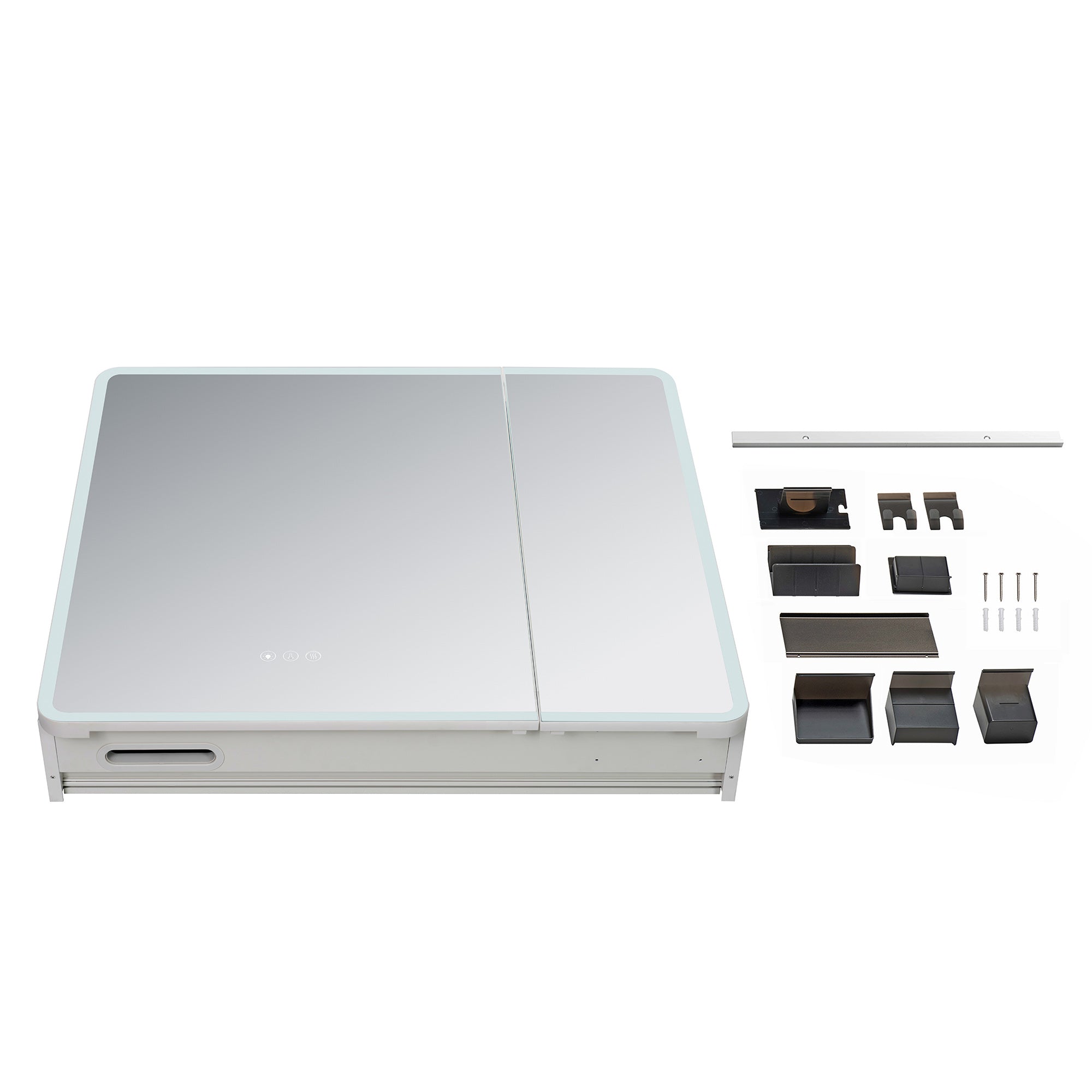 WOODBRIDGE Modern Rectangular Medicine Cabinet with Rounded Corners (30.75” W x 27.5” H) – Smart Storage, Anti-Fog Mirror, LED Lighting, Medium-Sized