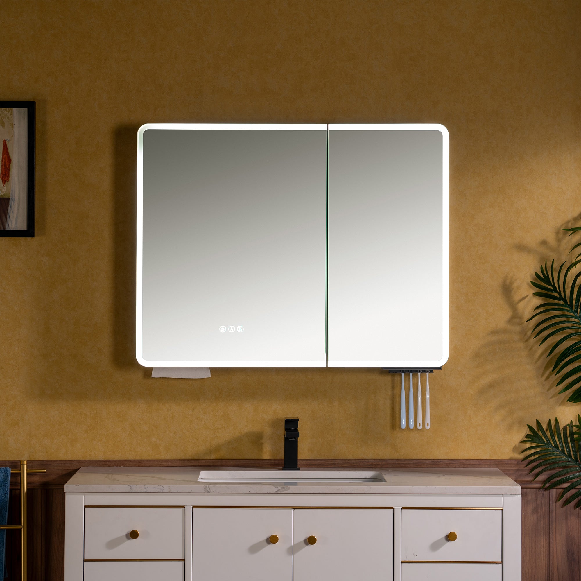WOODBRIDGE Modern Rectangular Medicine Cabinet with Rounded Corners (30.75” W x 27.5” H) – Smart Storage, Anti-Fog Mirror, LED Lighting, Medium-Sized