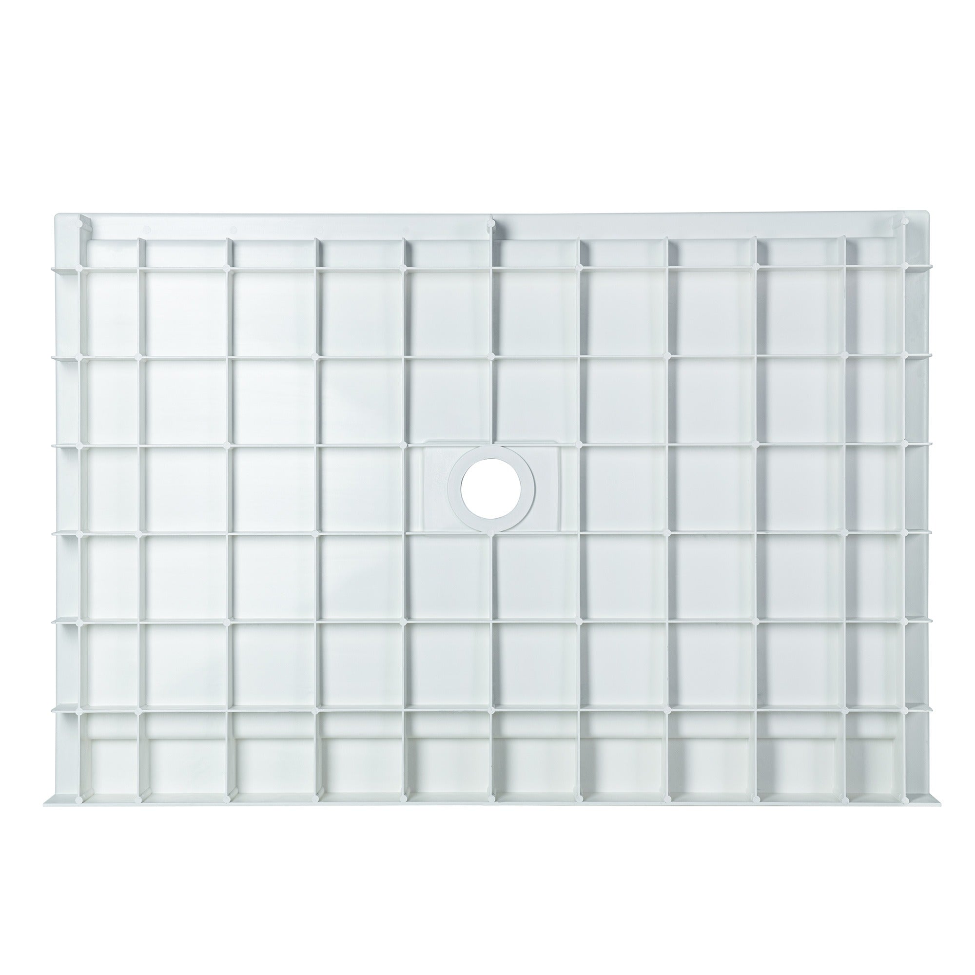 WOODBRIDGE 48 in. x 36 in. Solid Surface Shower Pan Base in White, Alcove Installation with Center Drain, Slip-Resistant & Mold-Resistant