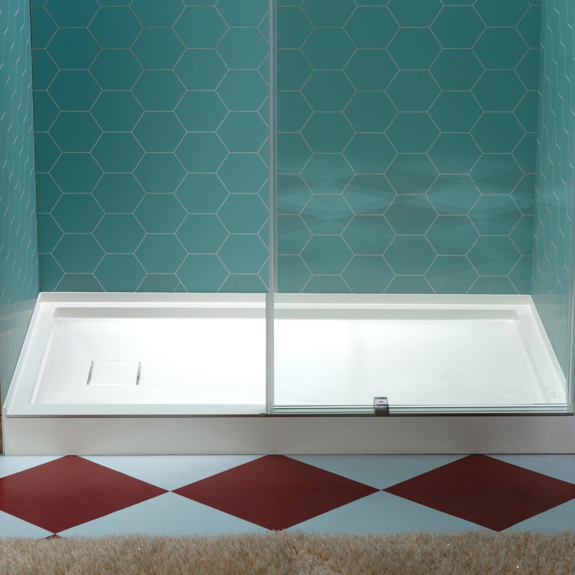 WOODBRIDGE 48 in. x 36 in. Solid Surface Shower Pan Base in White, Alcove Installation with Left Drain, Slip-Resistant & Mold-Resistant