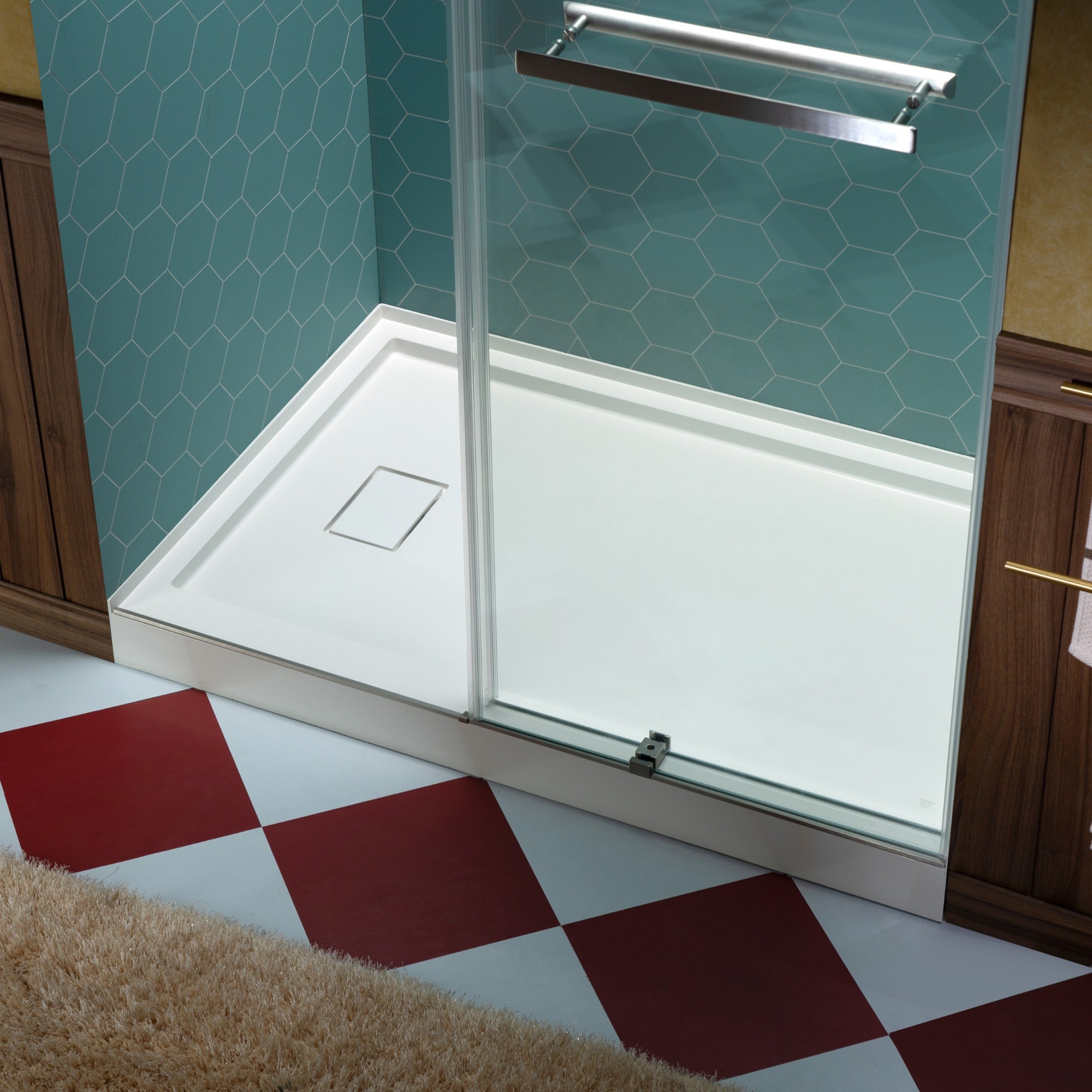 WOODBRIDGE 48 in. x 36 in. Solid Surface Shower Pan Base in White, Alcove Installation with Left Drain, Slip-Resistant & Mold-Resistant
