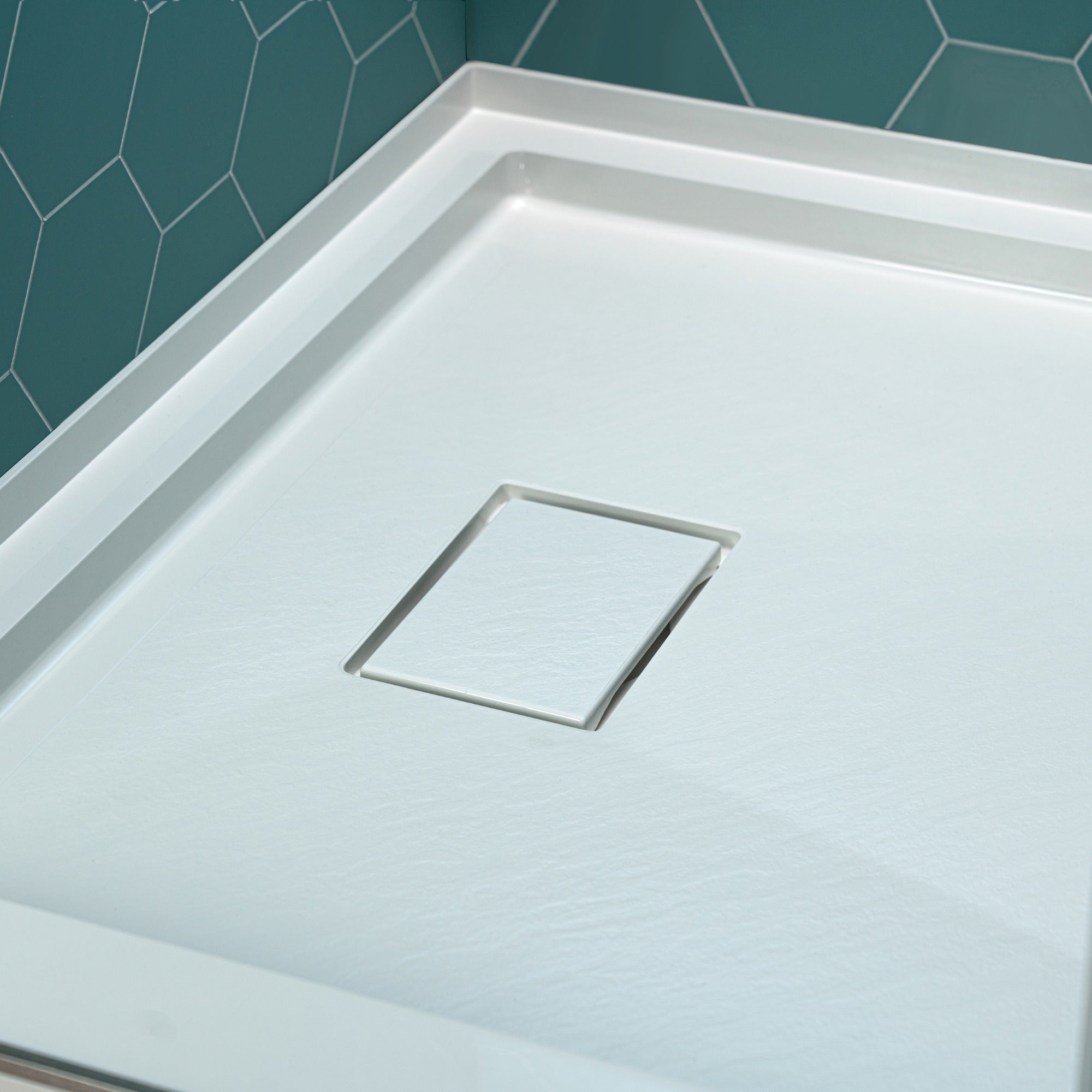 WOODBRIDGE 48 in. x 36 in. Solid Surface Shower Pan Base in White, Alcove Installation with Left Drain, Slip-Resistant & Mold-Resistant