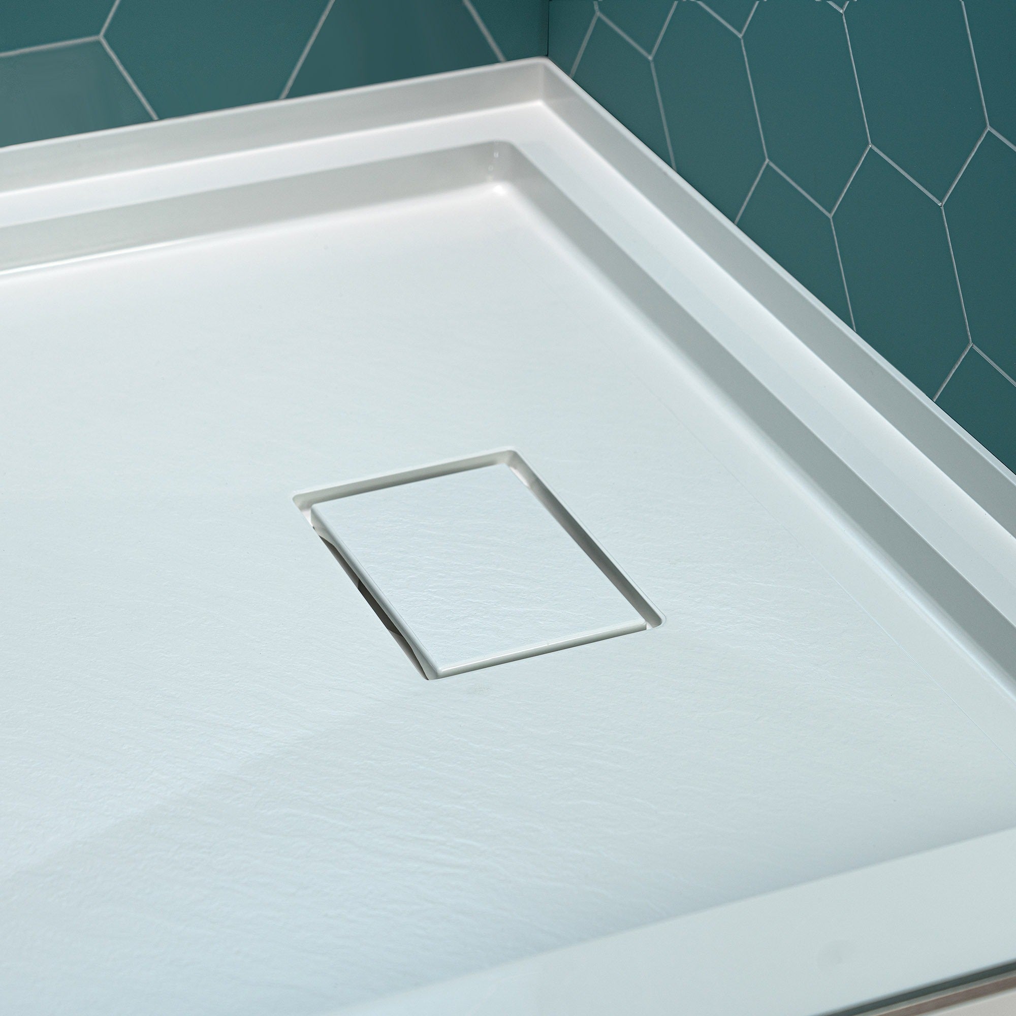 WOODBRIDGE 48 in. x 36 in. Solid Surface Shower Pan Base in White, Alcove Installation with Right Drain, Slip-Resistant & Mold-Resistant