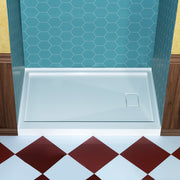 WOODBRIDGE 60 in. x 30 in. Solid Surface Shower Pan Base in White, Alcove Installation with Right Drain, Slip-Resistant & Mold-Resistant