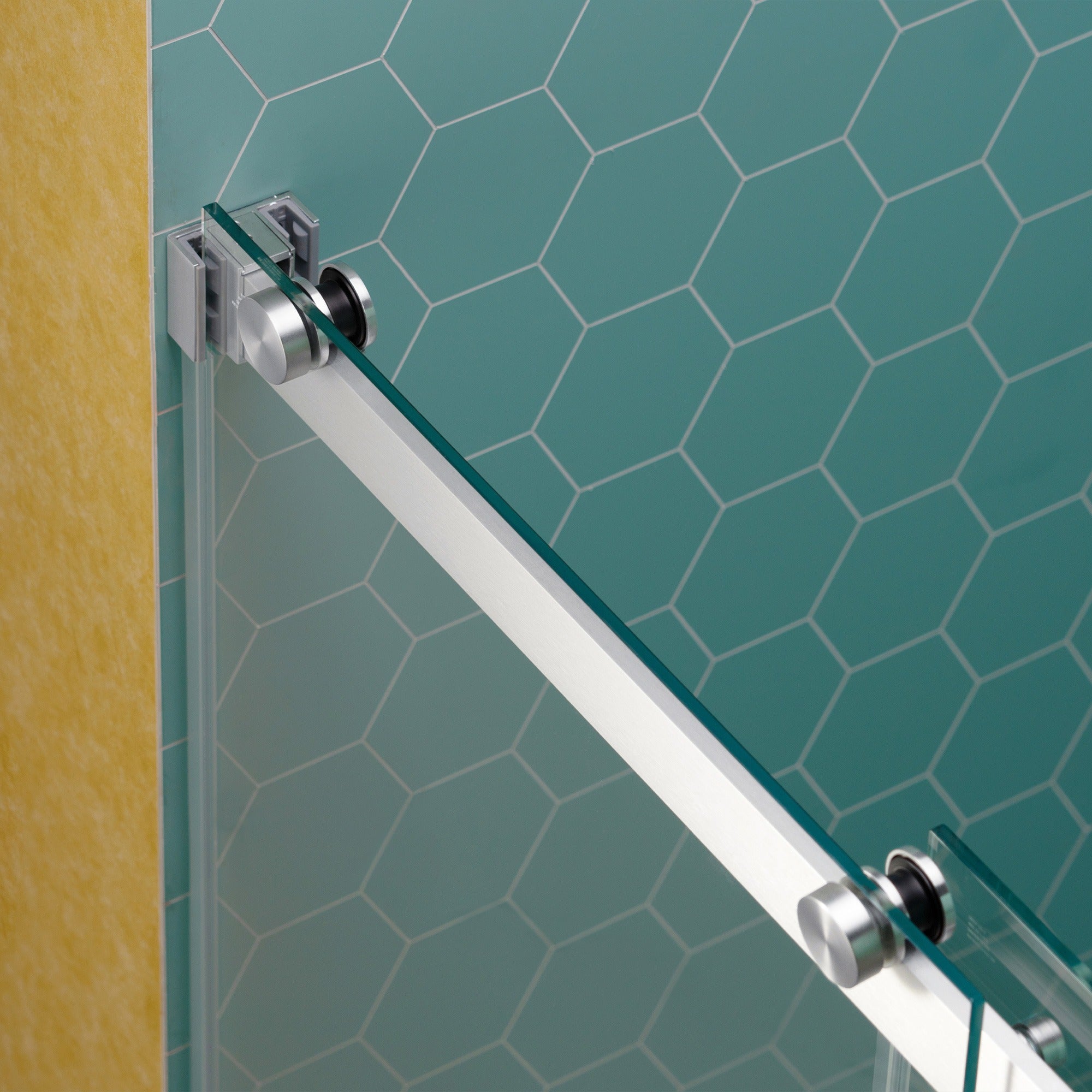 WOODBRIDGE Frameless Double Sliding Shower Door, 44-48" Width x 80"Height with 5/16"(8mm) Clear Tempered Glass, SURFK-4880