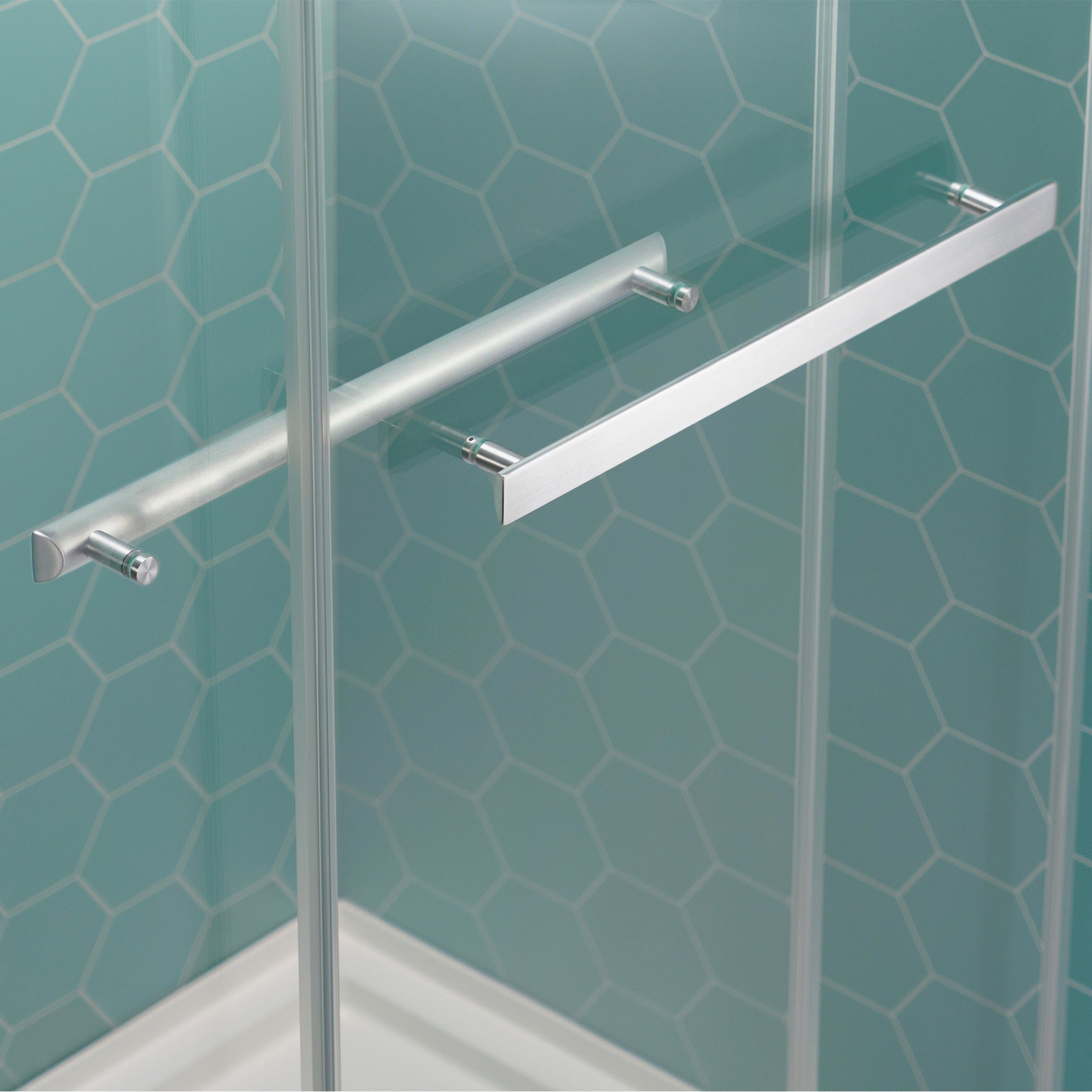 WOODBRIDGE Frameless Double Sliding Shower Door, 44-48" Width x 80"Height with 5/16"(8mm) Clear Tempered Glass, SURFK-4880