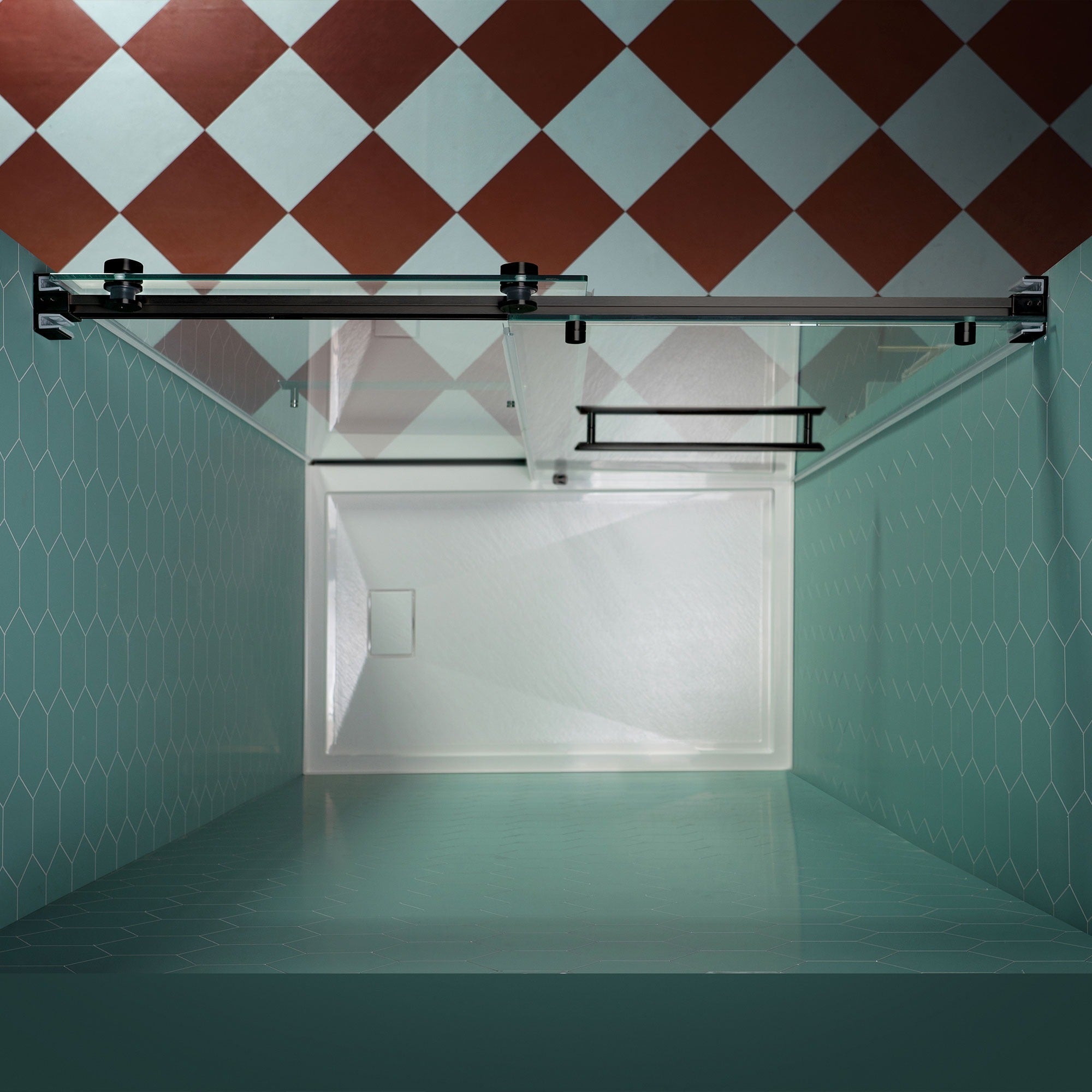 WOODBRIDGE Frameless Double Sliding Shower Door, 44-48" Width x 80"Height with 5/16"(8mm) Clear Tempered Glass, SURFK-4880