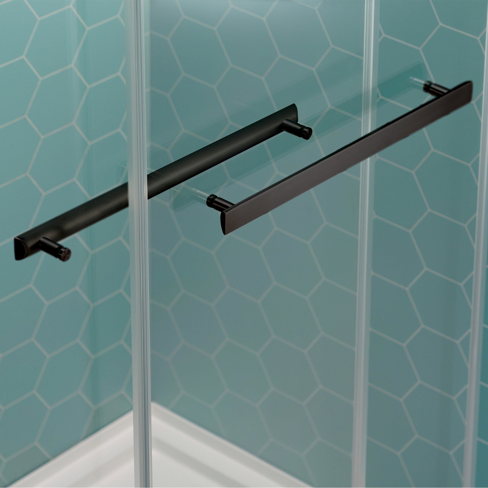 WOODBRIDGE Frameless Double Sliding Shower Door, 44-48" Width x 80"Height with 5/16"(8mm) Clear Tempered Glass, SURFK-4880