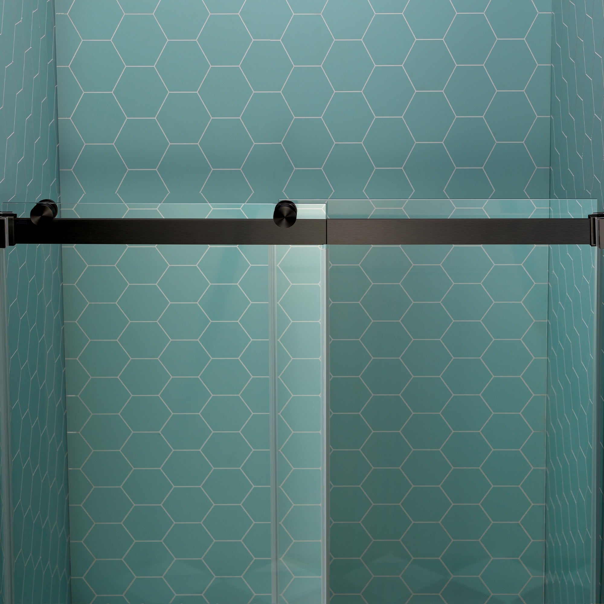 WOODBRIDGE Frameless Double Sliding Shower Door, 44-48" Width x 80"Height with 5/16"(8mm) Clear Tempered Glass, SURFK-4880