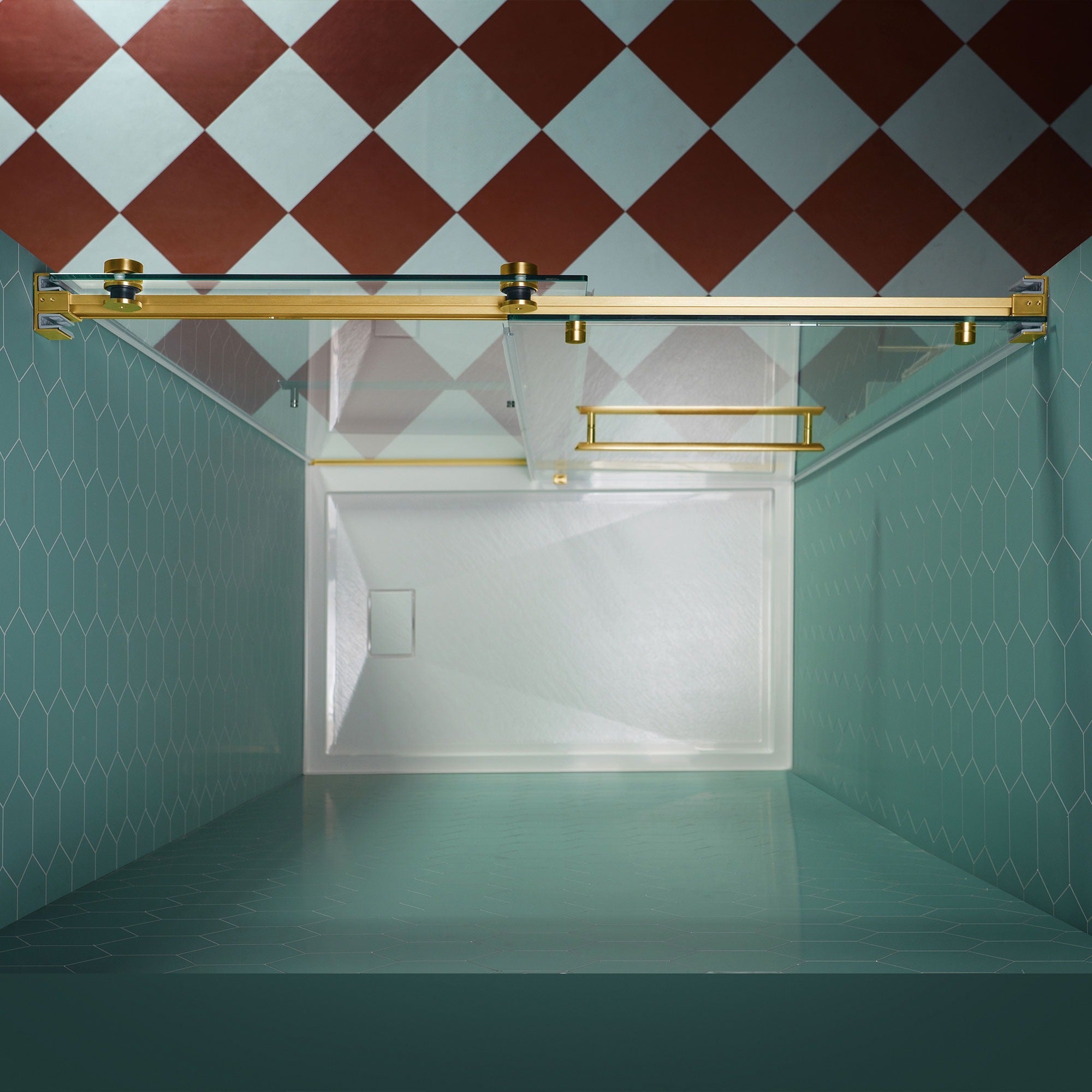 WOODBRIDGE Frameless Double Sliding Shower Door, 44-48" Width x 80"Height with 5/16"(8mm) Clear Tempered Glass, SURFK-4880