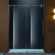 WOODBRIDGE Frameless Single Sliding Shower Door, 56-60" Width x 80"Height with 3/8"(10mm) Clear Tempered Glass, SEAZ-6080