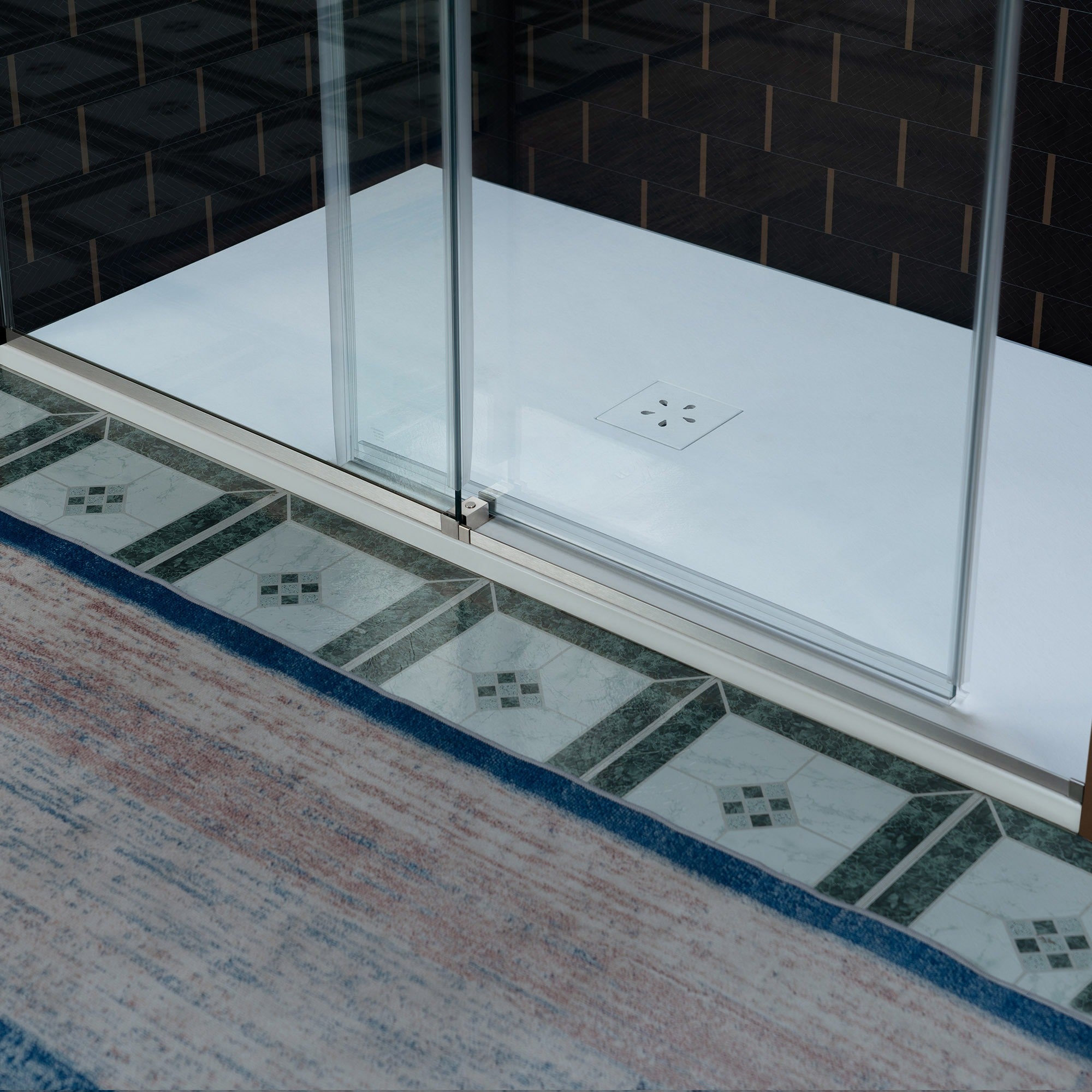 WOODBRIDGE Frameless Single Sliding Shower Door, 56-60" Width x 80"Height with 3/8"(10mm) Clear Tempered Glass, SEAZ-6080