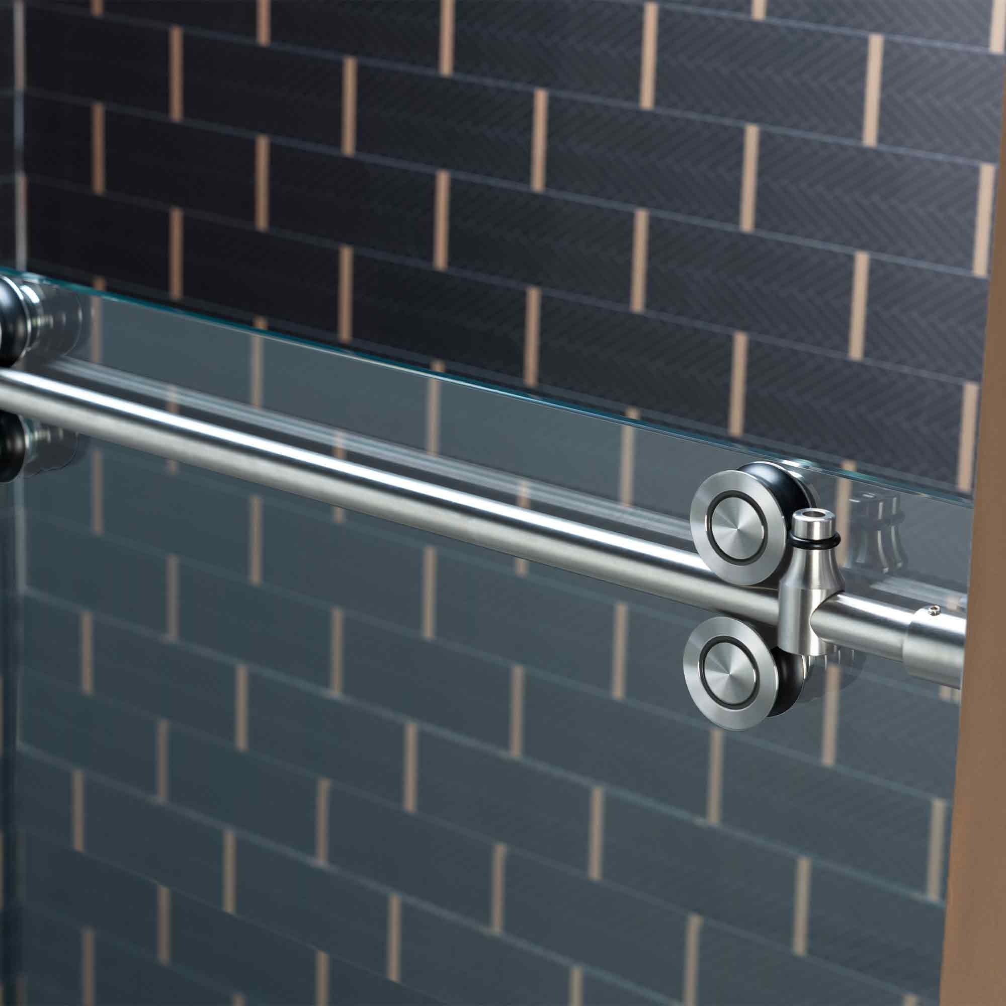 WOODBRIDGE Frameless Single Sliding Shower Door, 56-60" Width x 80"Height with 3/8"(10mm) Clear Tempered Glass, SEAZ-6080