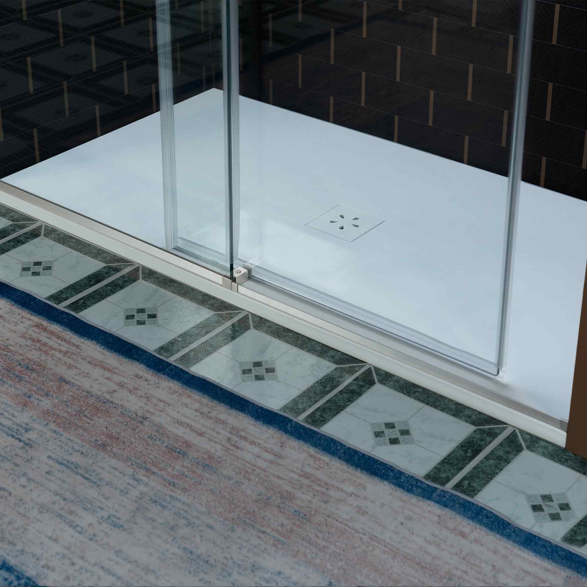 WOODBRIDGE Frameless Single Sliding Shower Door, 56-60" Width x 80"Height with 3/8"(10mm) Clear Tempered Glass, SEAZ-6080