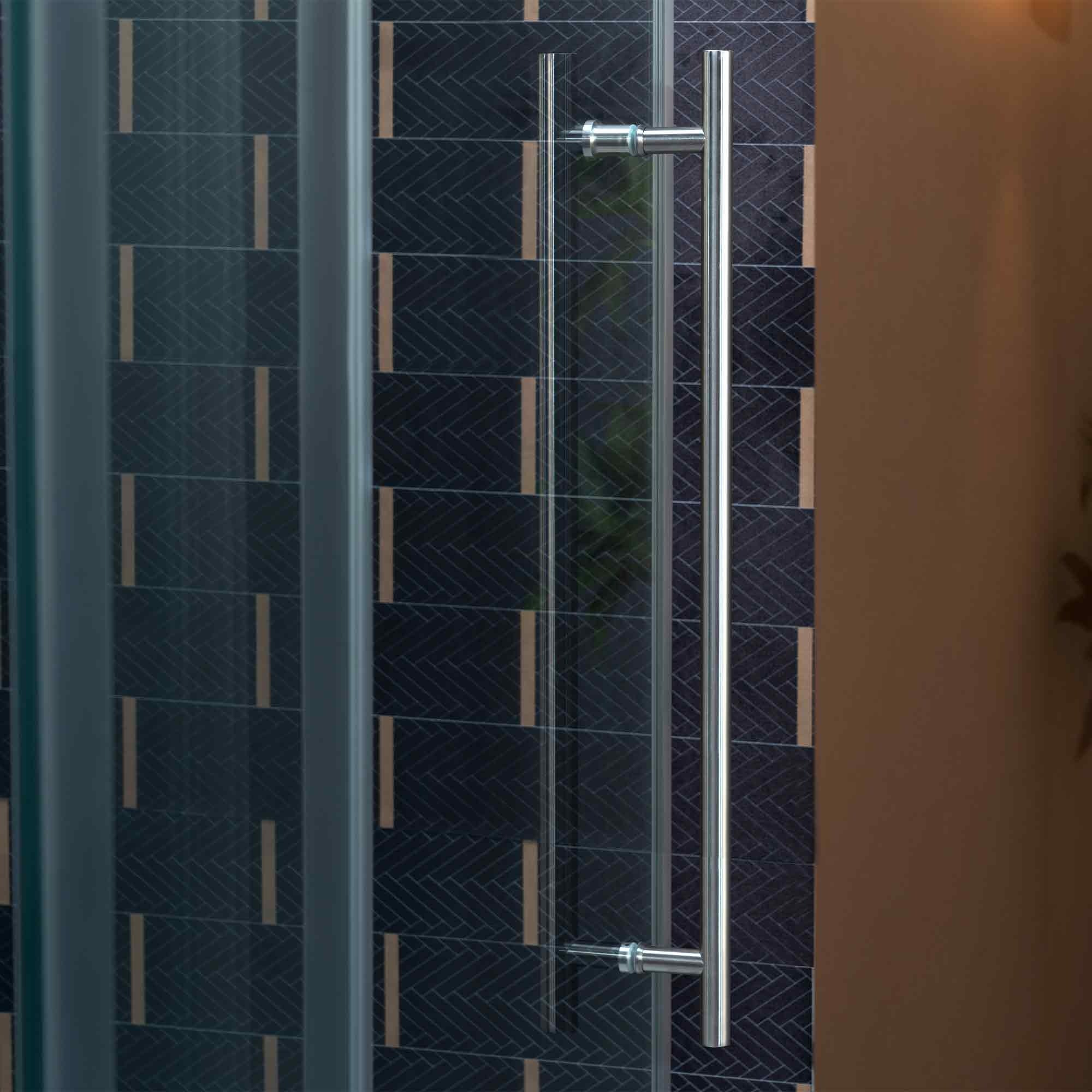 WOODBRIDGE Frameless Single Sliding Shower Door, 56-60" Width x 80"Height with 3/8"(10mm) Clear Tempered Glass, SEAZ-6080