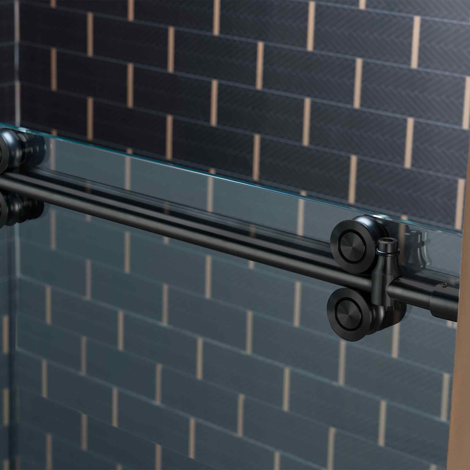WOODBRIDGE Frameless Single Sliding Shower Door, 56-60" Width x 80"Height with 3/8"(10mm) Clear Tempered Glass, SEAZ-6080