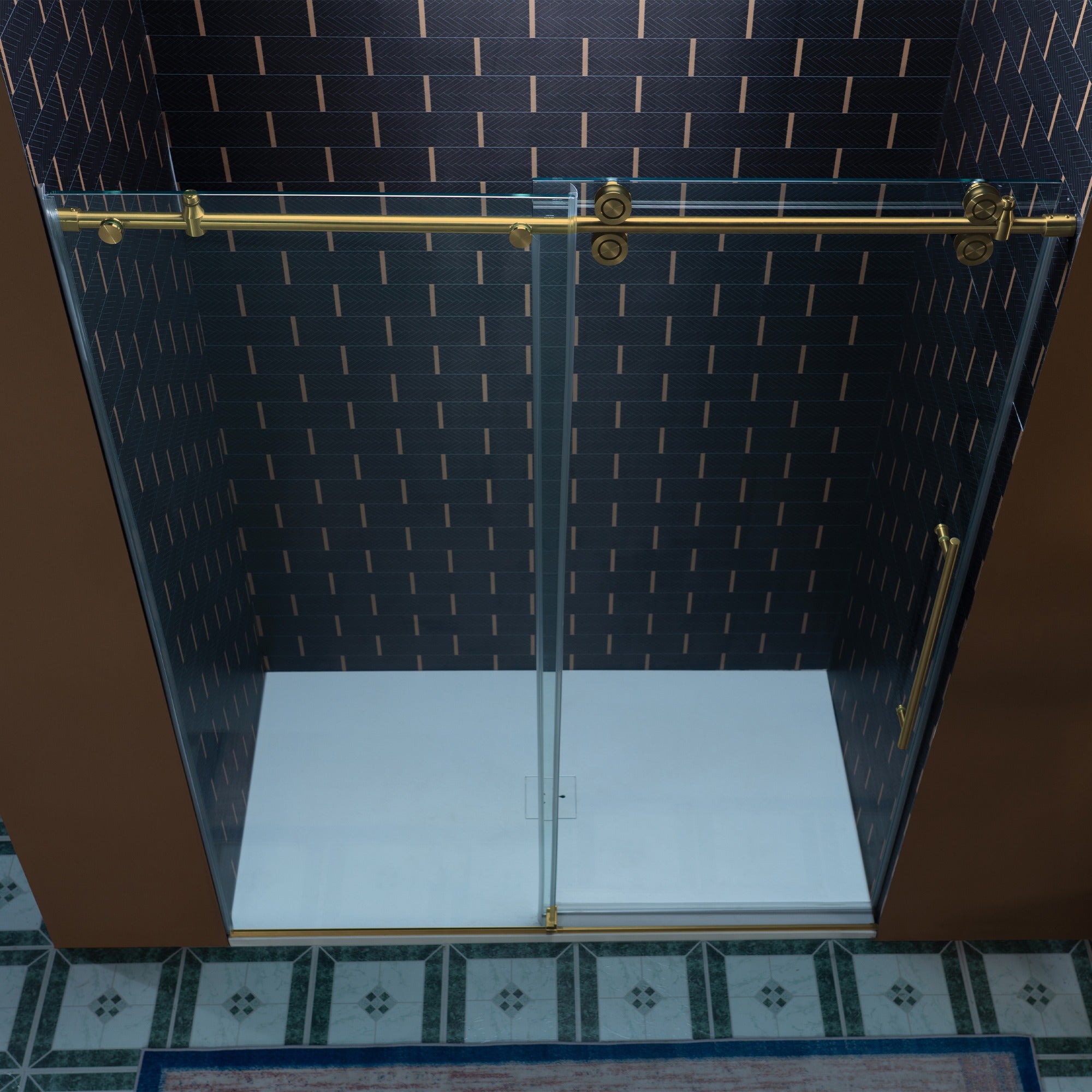WOODBRIDGE Frameless Single Sliding Shower Door, 56-60" Width x 80"Height with 3/8"(10mm) Clear Tempered Glass, SEAZ-6080
