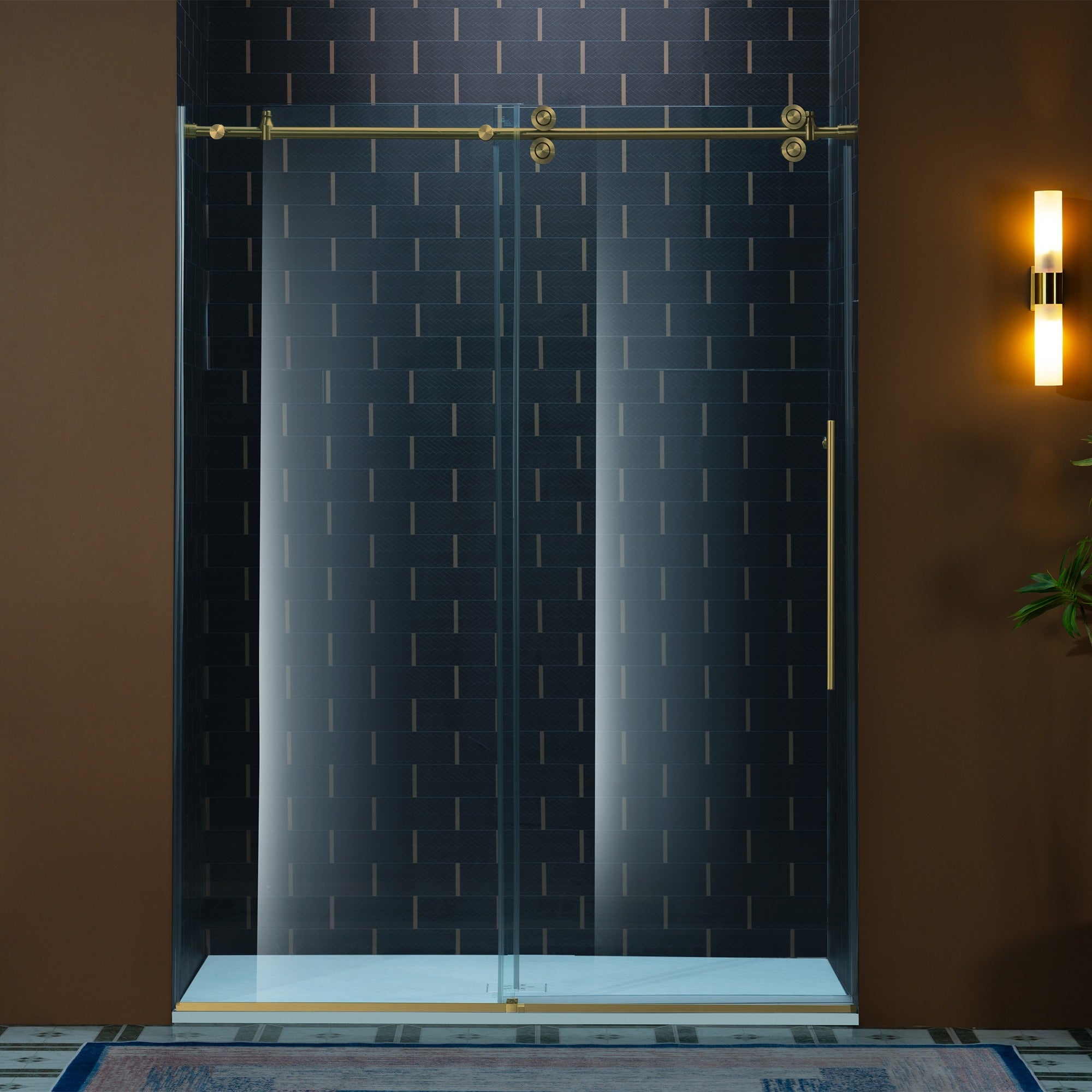 WOODBRIDGE Frameless Single Sliding Shower Door, 56-60" Width x 80"Height with 3/8"(10mm) Clear Tempered Glass, SEAZ-6080