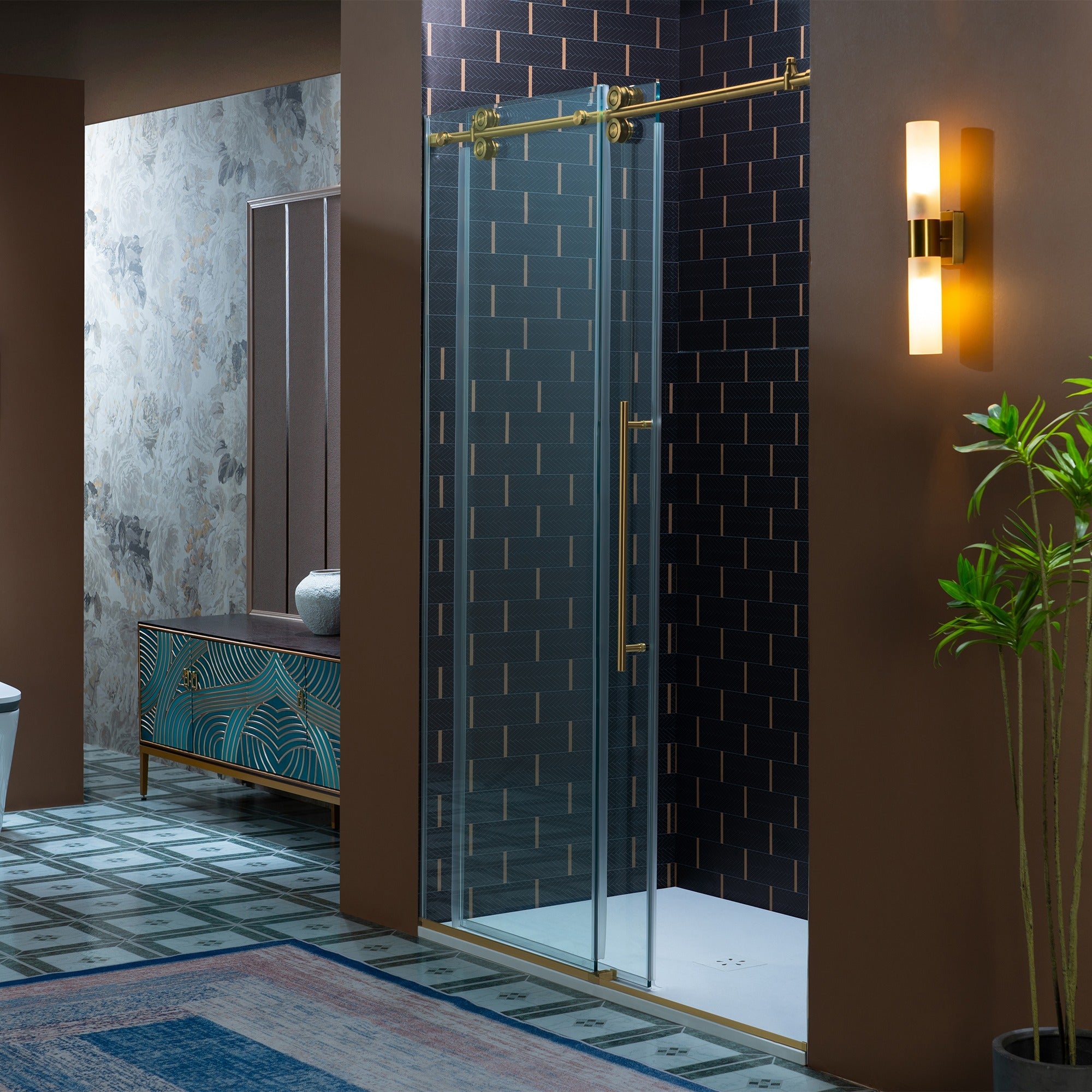 WOODBRIDGE Frameless Single Sliding Shower Door, 56-60" Width x 80"Height with 3/8"(10mm) Clear Tempered Glass, SEAZ-6080