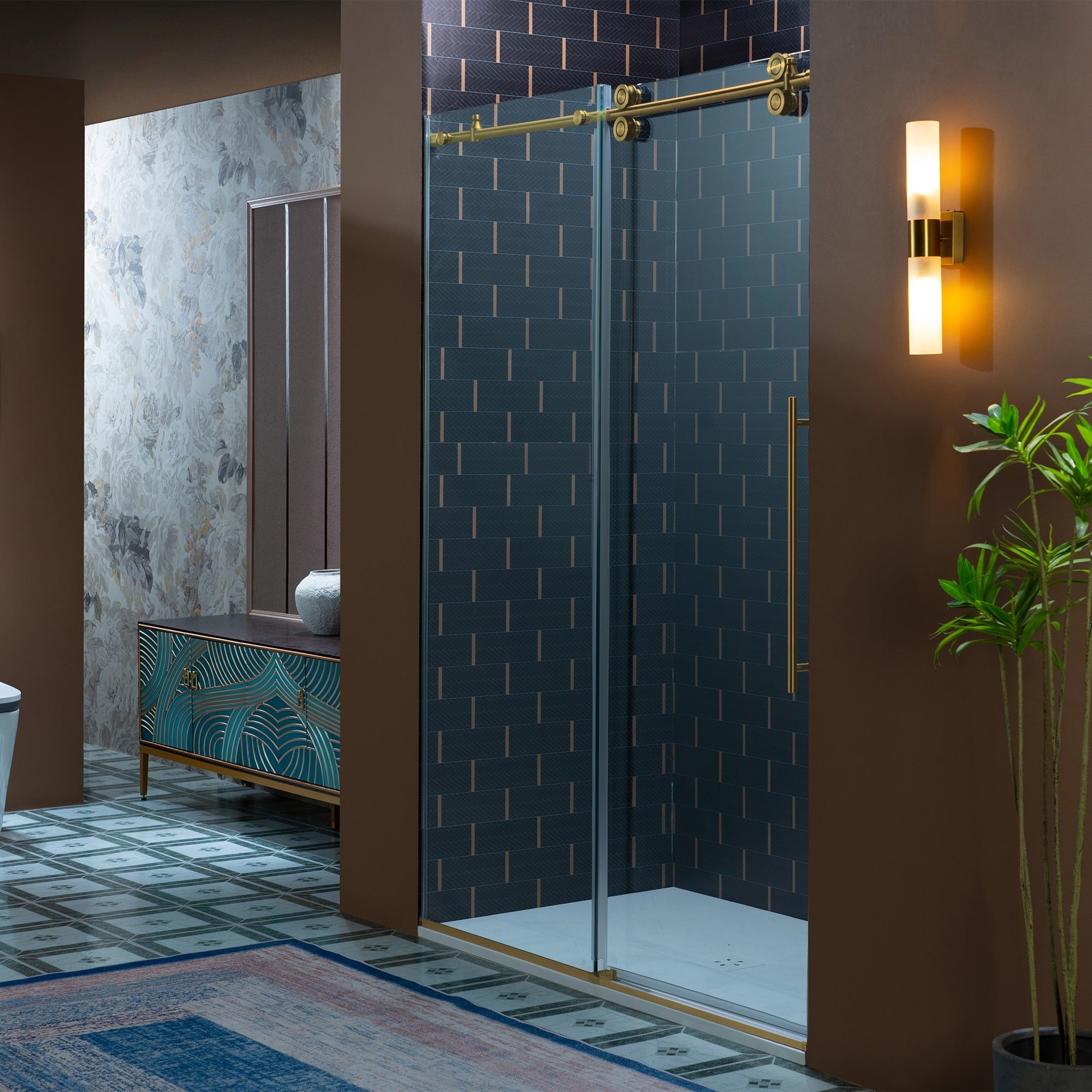 WOODBRIDGE Frameless Single Sliding Shower Door, 56-60" Width x 80"Height with 3/8"(10mm) Clear Tempered Glass, SEAZ-6080