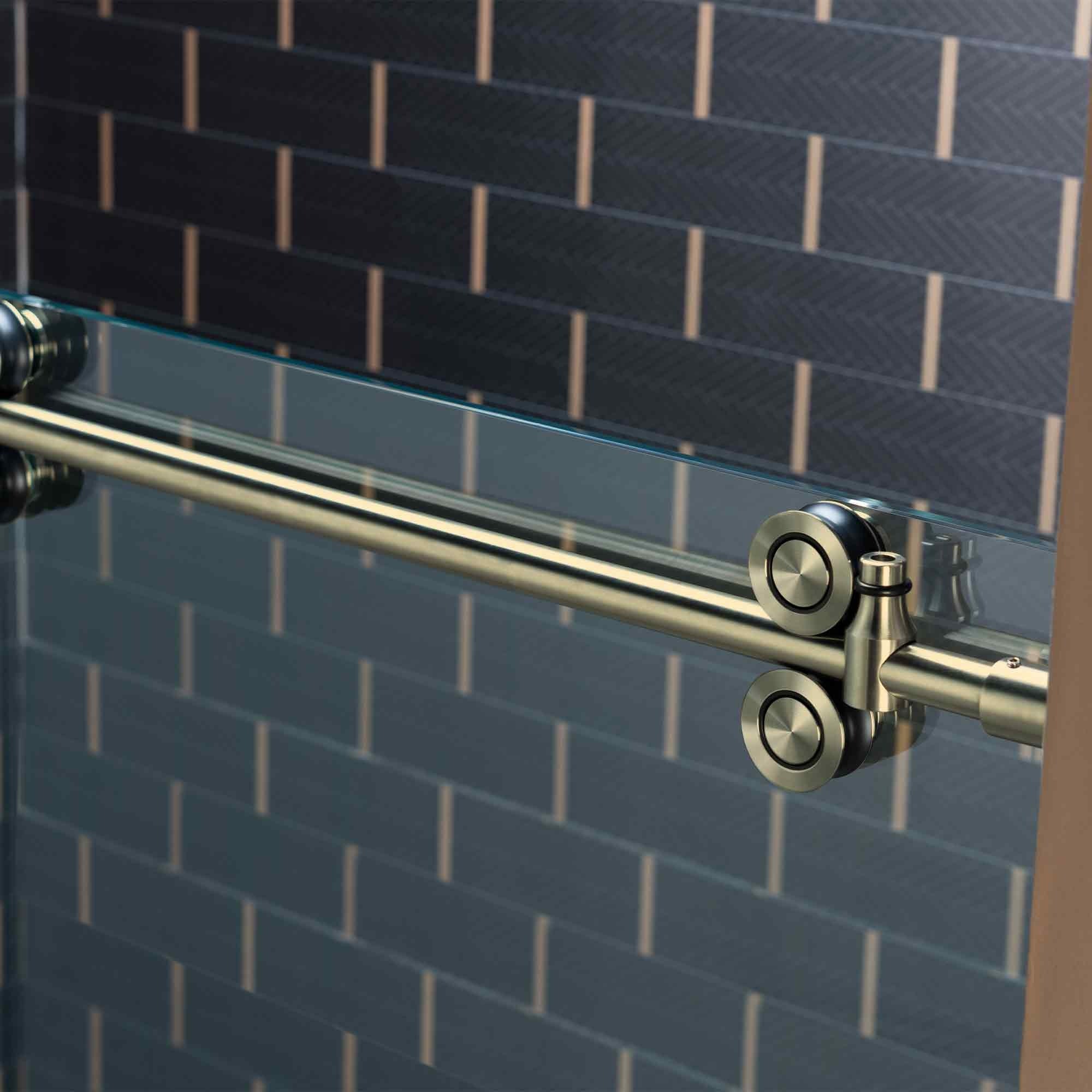WOODBRIDGE Frameless Single Sliding Shower Door, 56-60" Width x 80"Height with 3/8"(10mm) Clear Tempered Glass, SEAZ-6080
