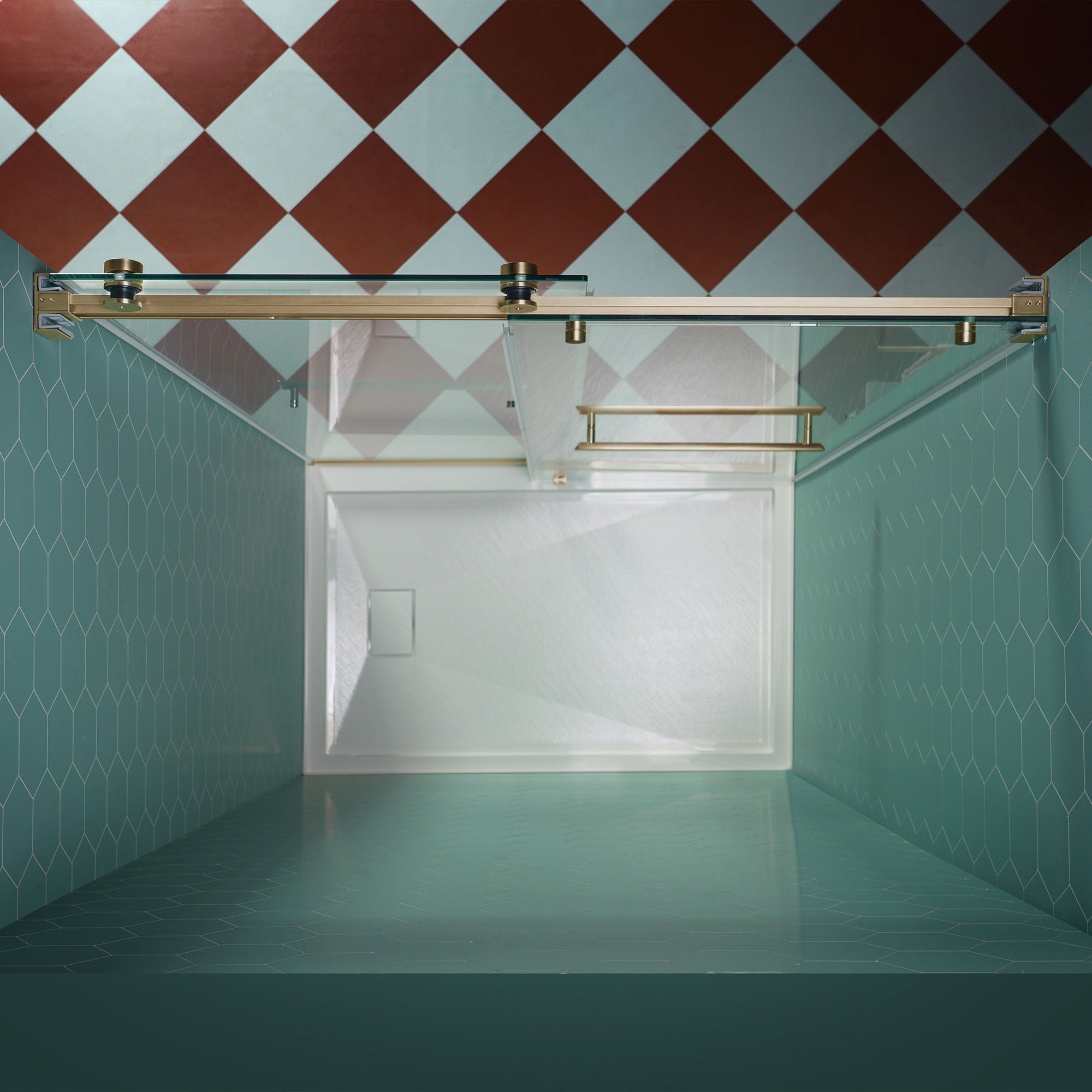 WOODBRIDGE Frameless Double Sliding Shower Door, 44-48" Width x 80"Height with 5/16"(8mm) Clear Tempered Glass, SURFK-4880