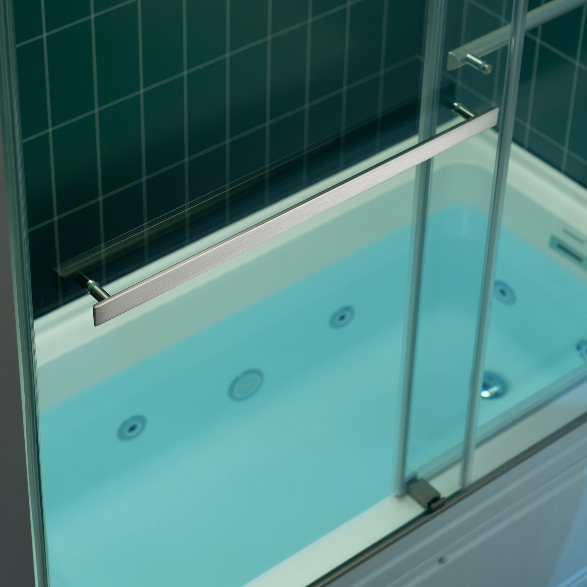 WOODBRIDGE Frameless Double Sliding Tub Door with Soft Close System, 57.5-60" Width x 62"Height with 3/8"(10mm) Clear Tempered Glass, REFT-6062