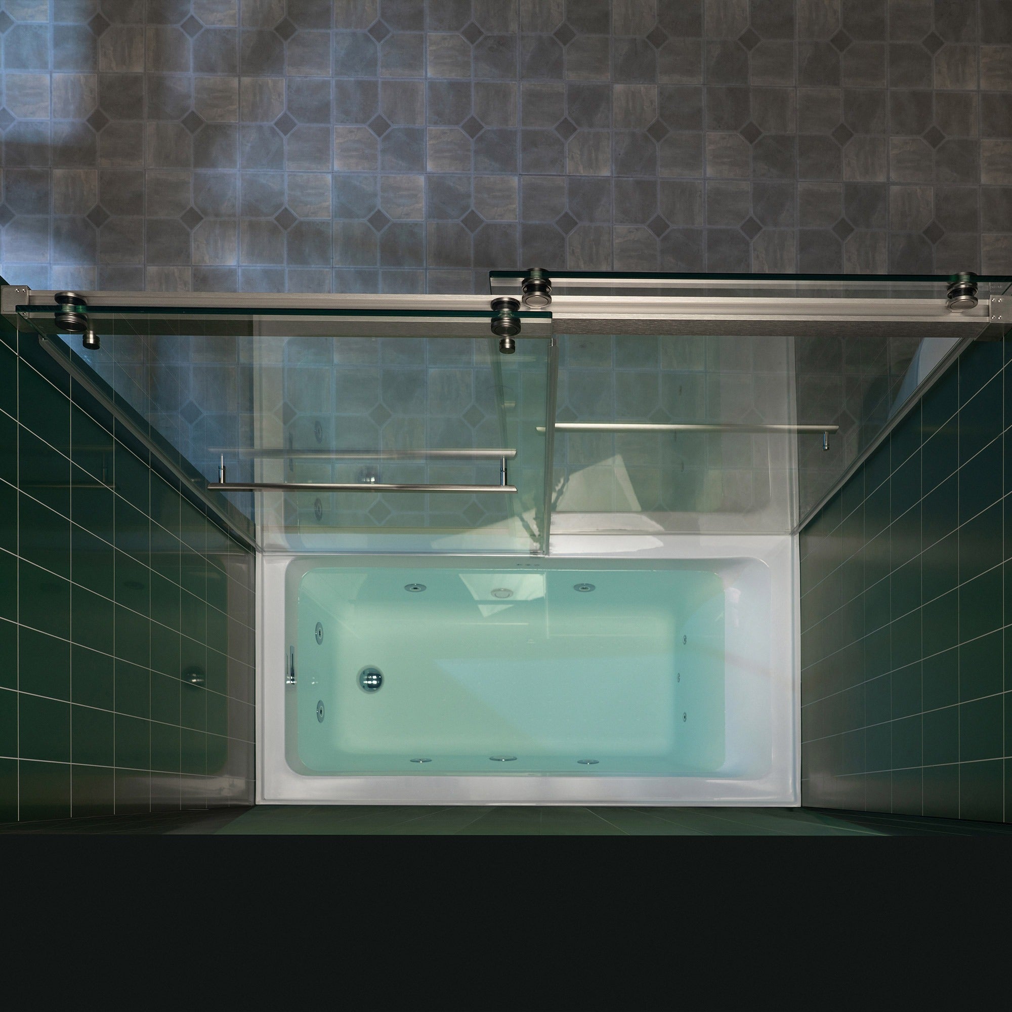 WOODBRIDGE Frameless Double Sliding Tub Door with Soft Close System, 57.5-60" Width x 62"Height with 3/8"(10mm) Clear Tempered Glass, REFT-6062