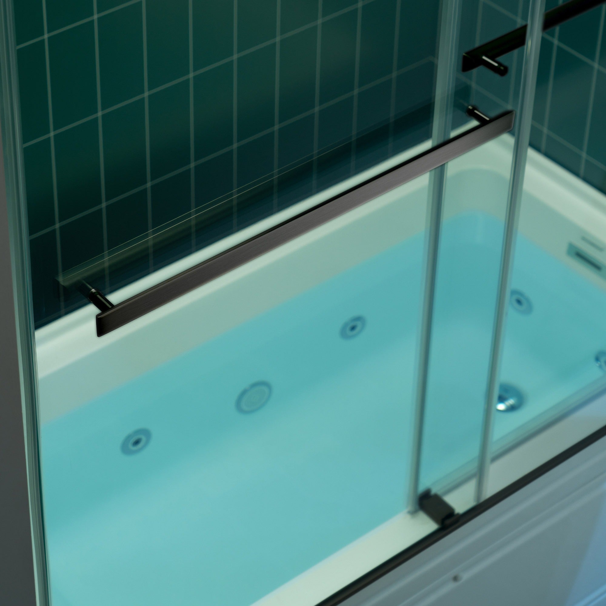 WOODBRIDGE Frameless Double Sliding Tub Door with Soft Close System, 57.5-60" Width x 62"Height with 3/8"(10mm) Clear Tempered Glass, REFT-6062