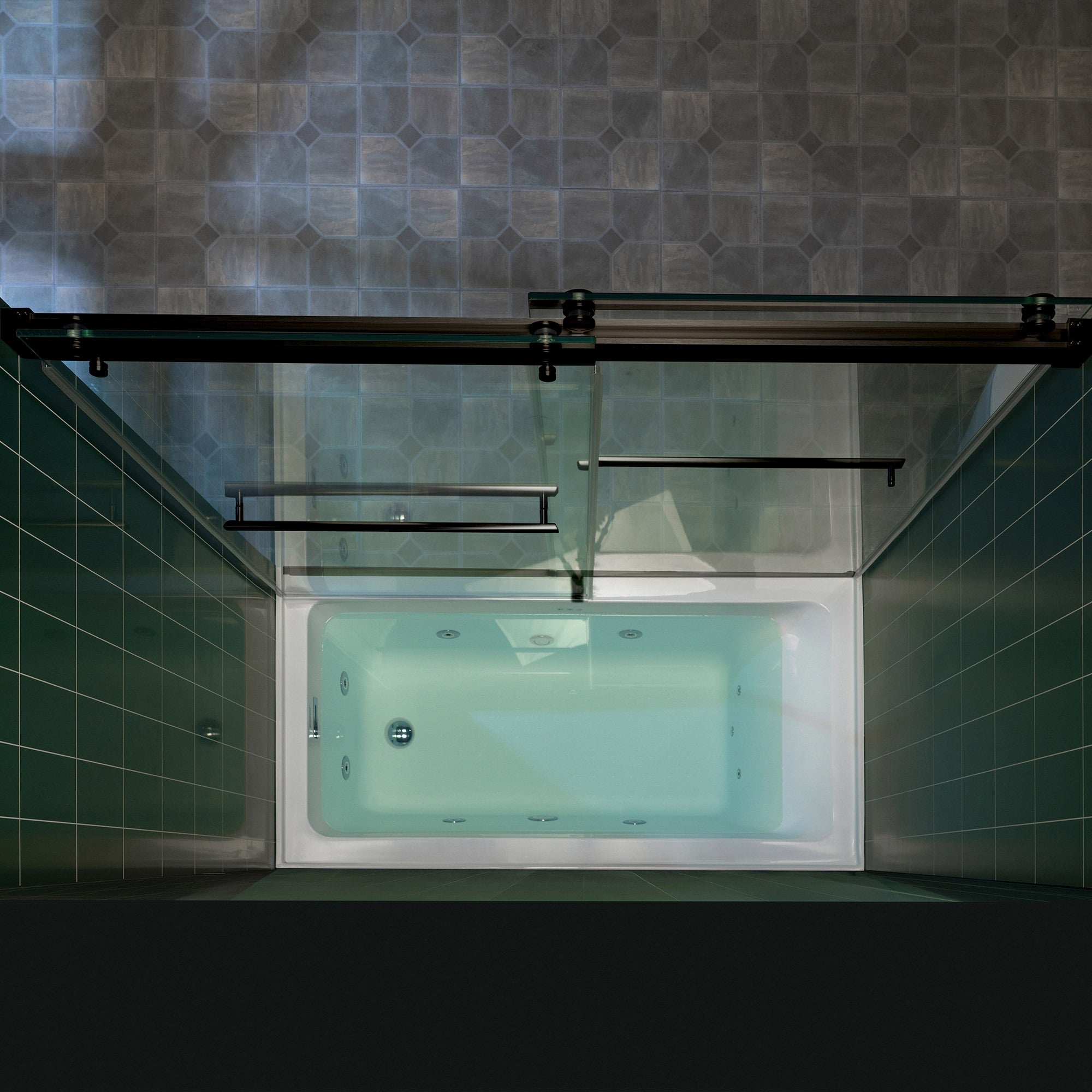 WOODBRIDGE Frameless Double Sliding Tub Door with Soft Close System, 57.5-60" Width x 62"Height with 3/8"(10mm) Clear Tempered Glass, REFT-6062