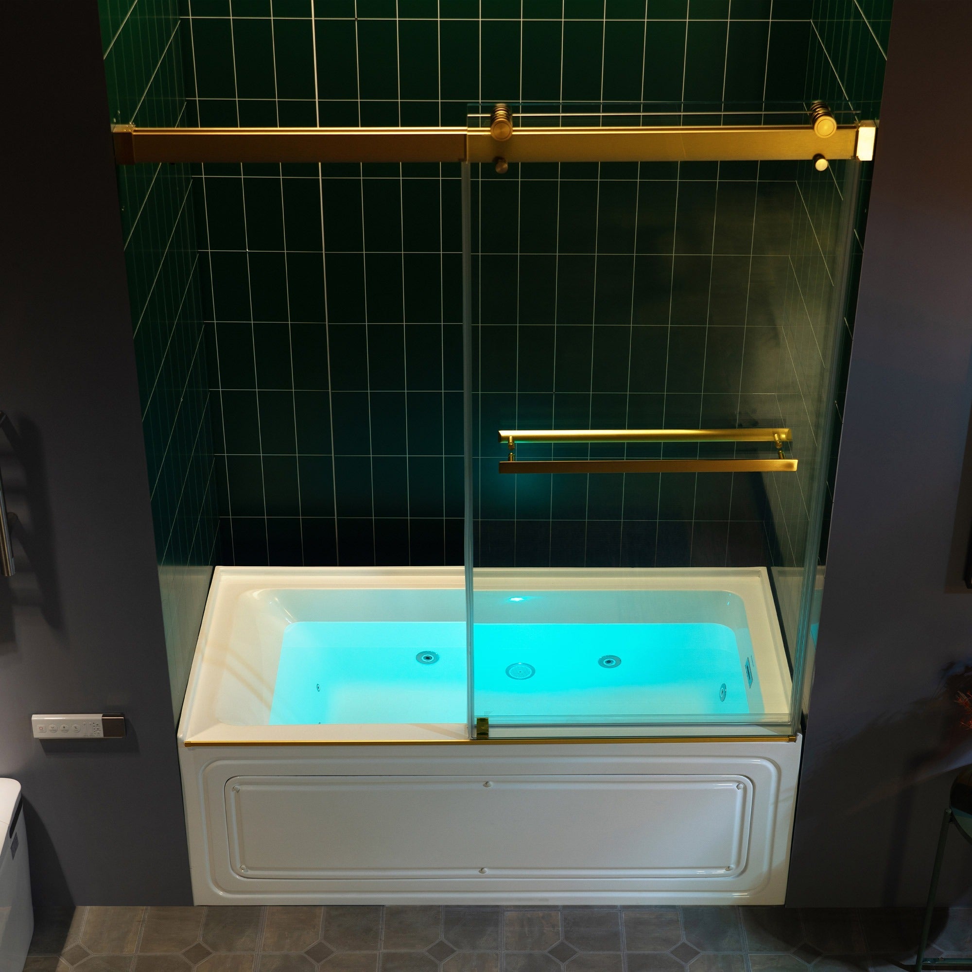 WOODBRIDGE Frameless Double Sliding Tub Door with Soft Close System, 57.5-60" Width x 62"Height with 3/8"(10mm) Clear Tempered Glass, REFT-6062