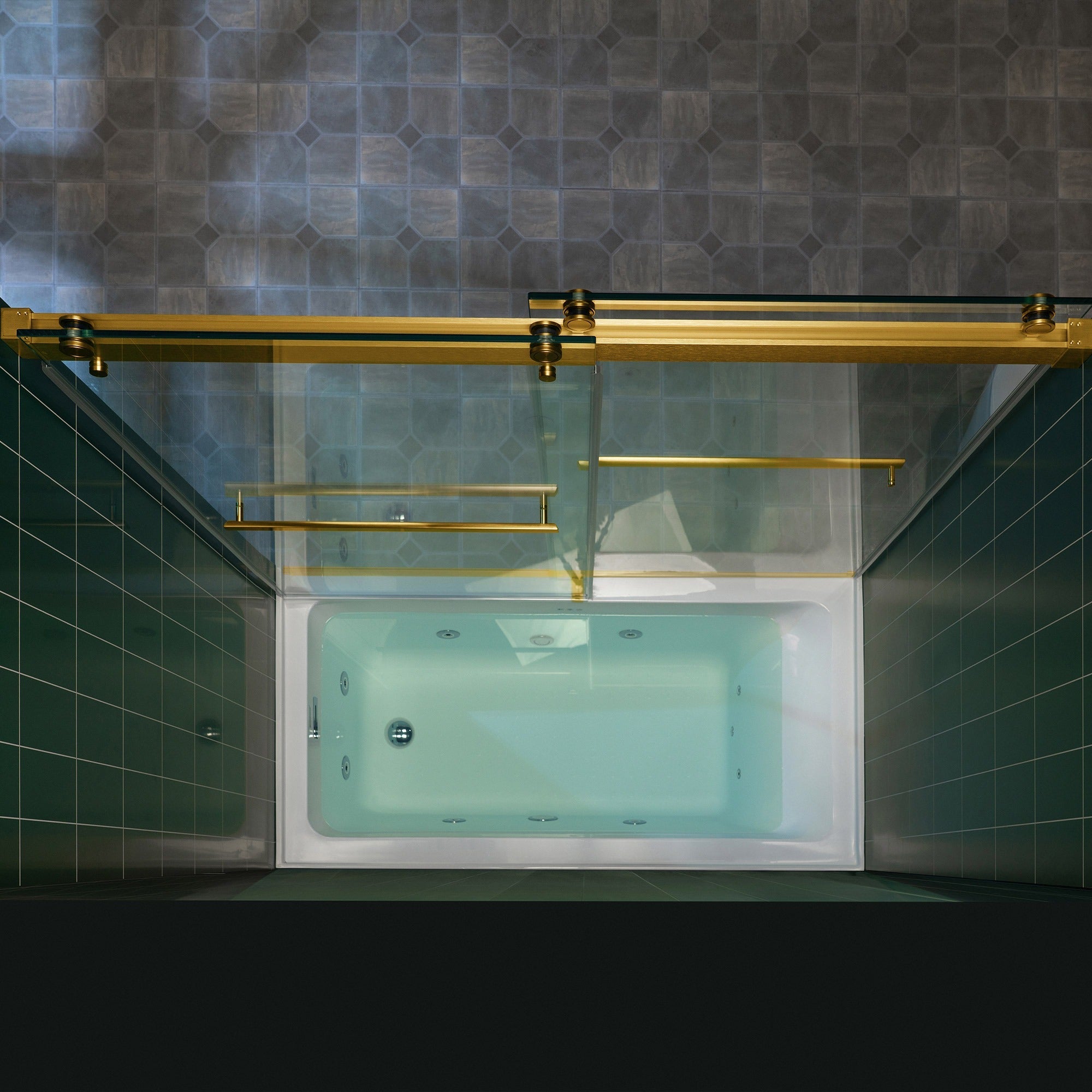 WOODBRIDGE Frameless Double Sliding Tub Door with Soft Close System, 57.5-60" Width x 62"Height with 3/8"(10mm) Clear Tempered Glass, REFT-6062