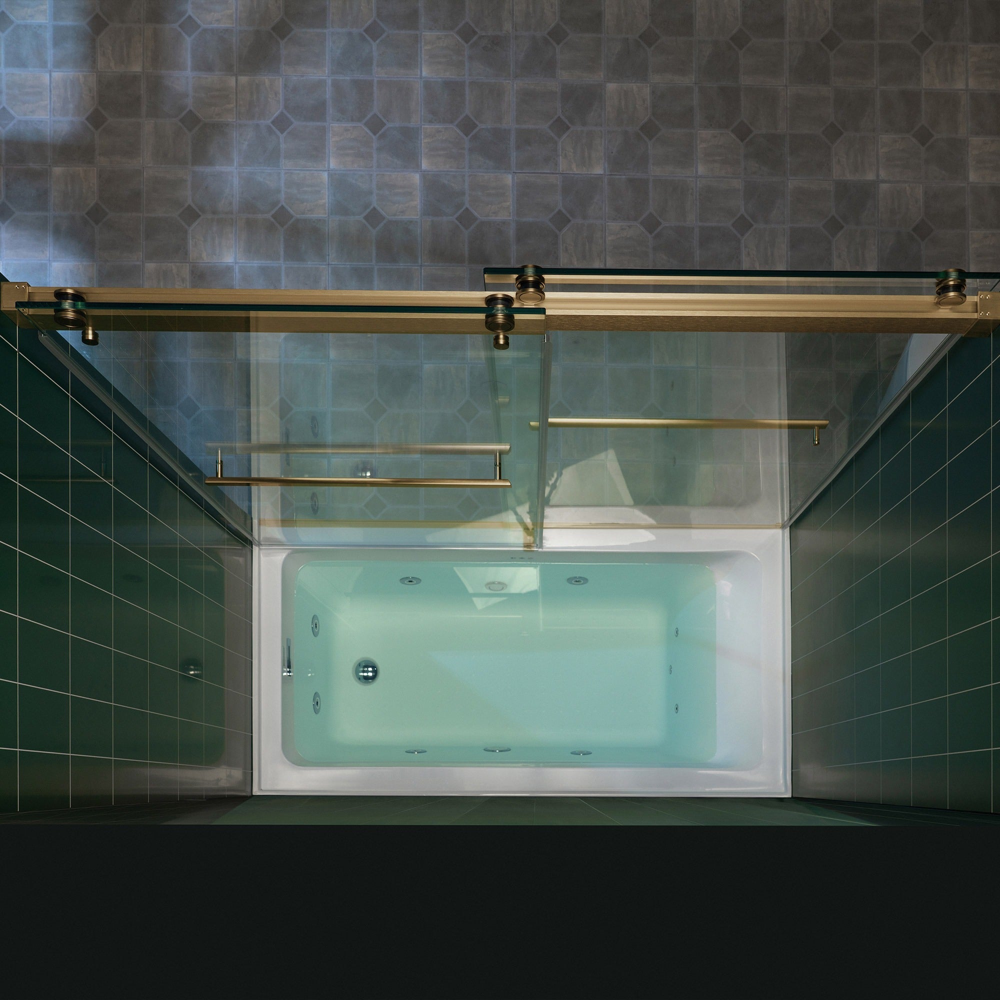 WOODBRIDGE Frameless Double Sliding Tub Door with Soft Close System, 57.5-60" Width x 62"Height with 3/8"(10mm) Clear Tempered Glass, REFT-6062