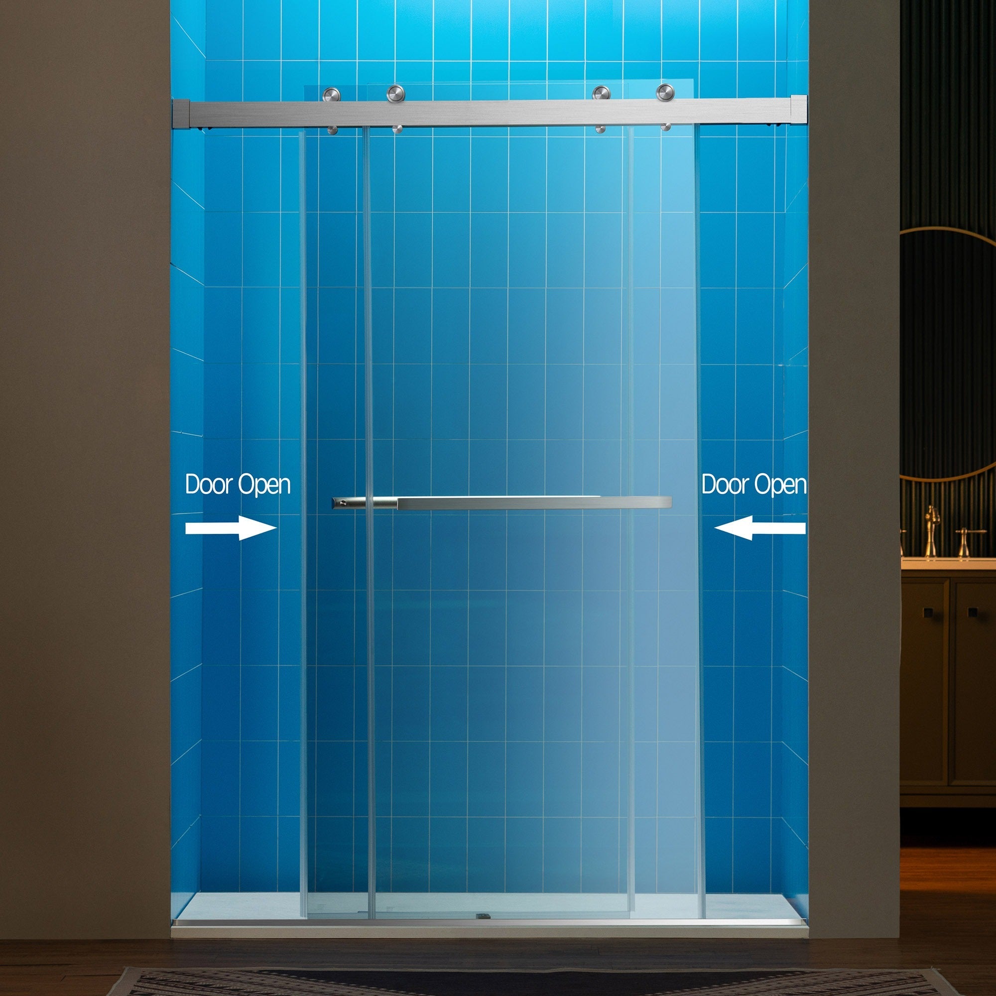 WOODBRIDGE Frameless Double Sliding Shower Door with Soft Close System, 57.5-60" Width x 80"Height with 3/8"(10mm) Clear Tempered Glass,REFT-6080