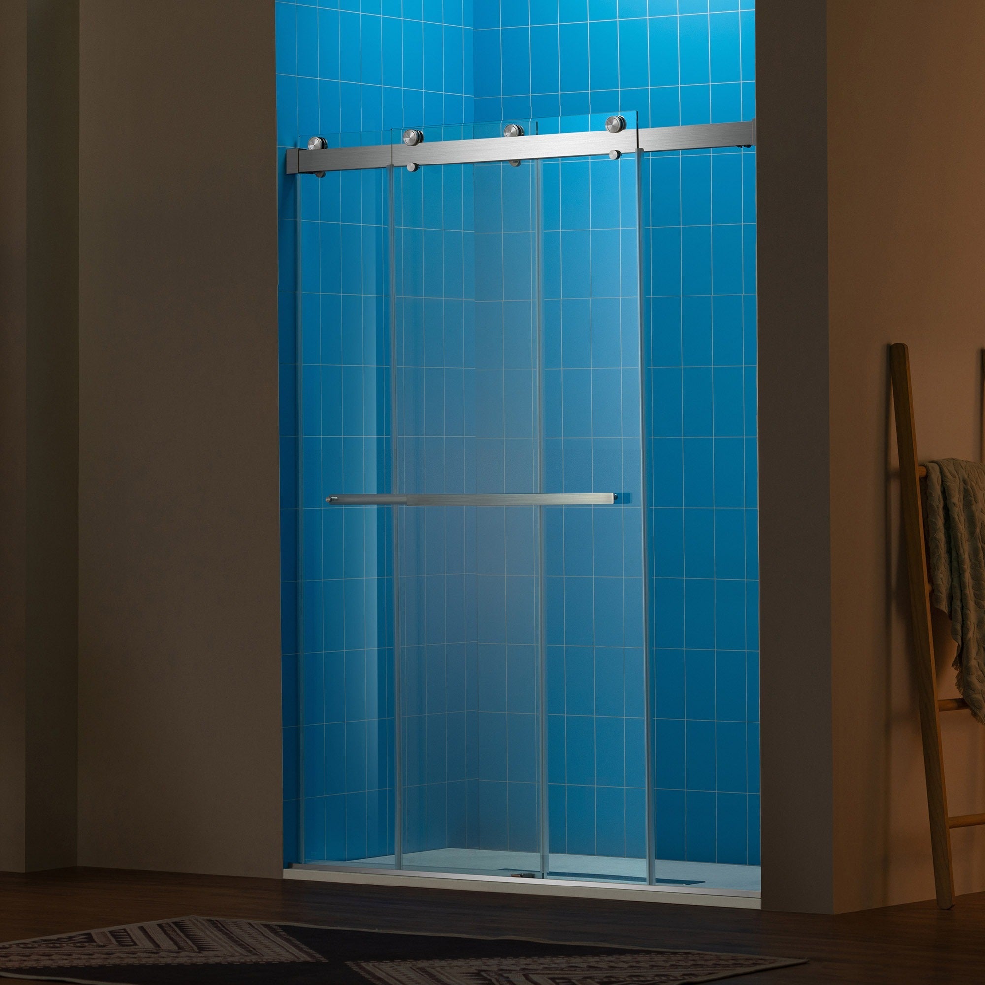 WOODBRIDGE Frameless Double Sliding Shower Door with Soft Close System, 57.5-60" Width x 80"Height with 3/8"(10mm) Clear Tempered Glass,REFT-6080