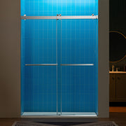 WOODBRIDGE Frameless Double Sliding Shower Door with Soft Close System, 57.5-60" Width x 80"Height with 3/8"(10mm) Clear Tempered Glass,REFT-6080