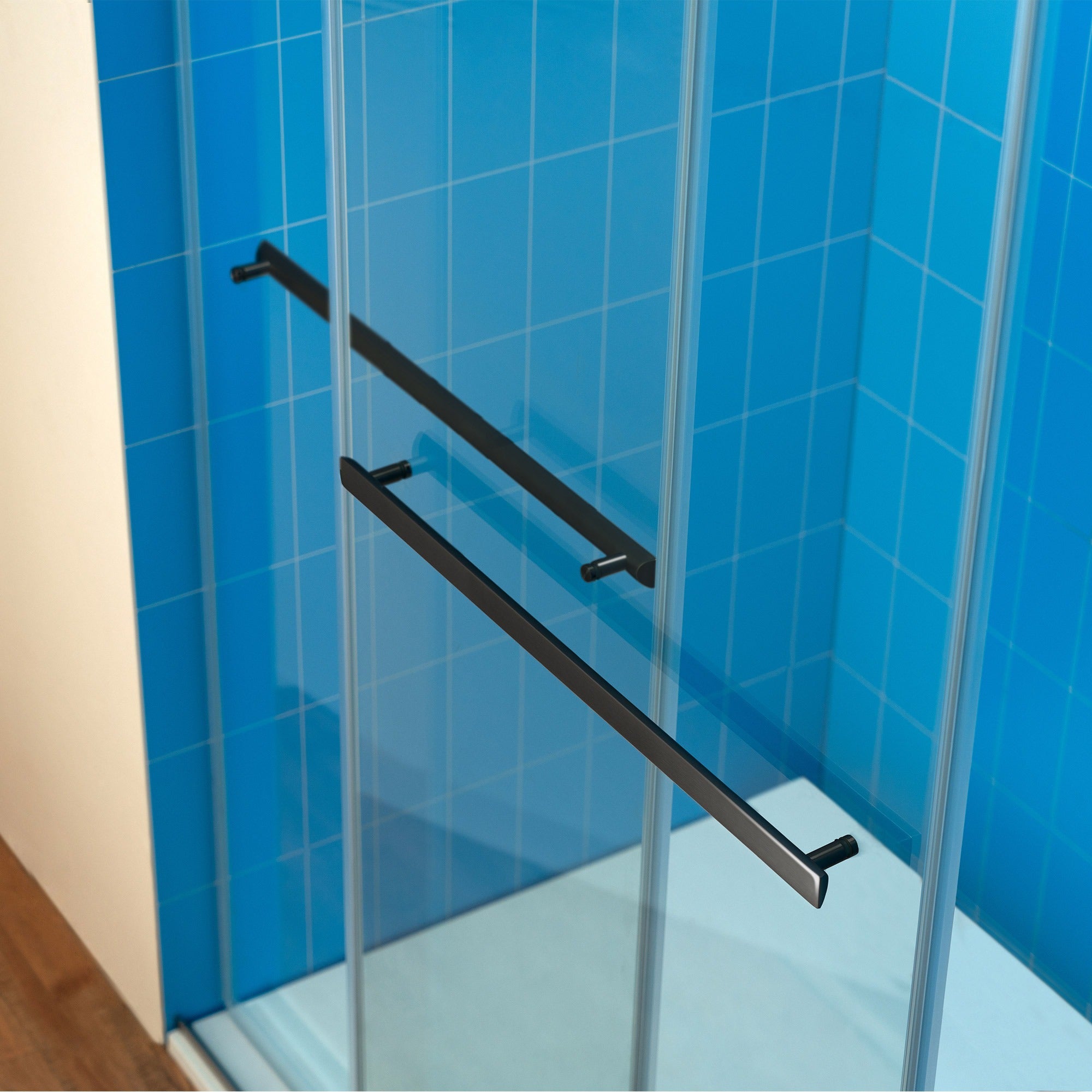 WOODBRIDGE Frameless Double Sliding Shower Door with Soft Close System, 57.5-60" Width x 80"Height with 3/8"(10mm) Clear Tempered Glass,REFT-6080