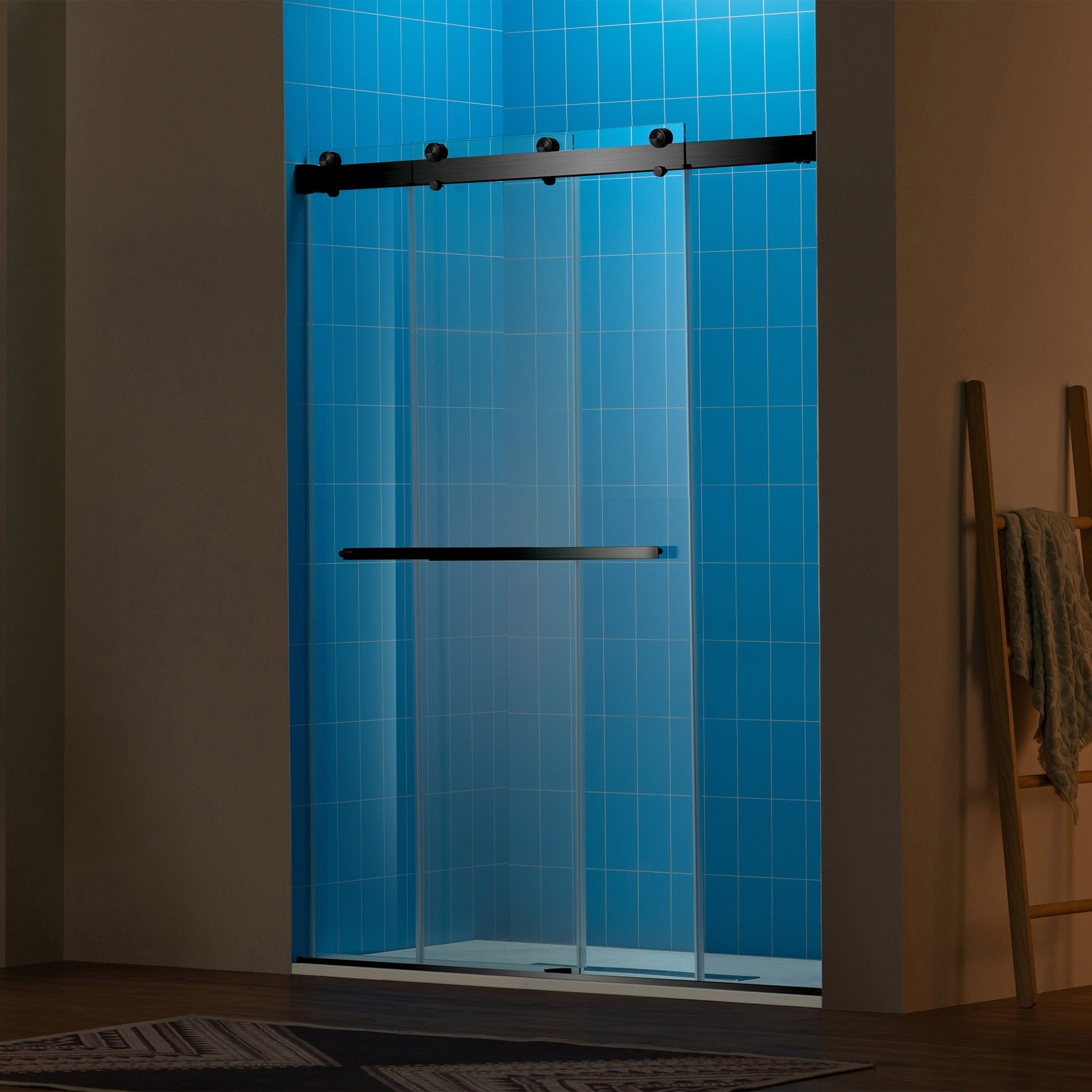 WOODBRIDGE Frameless Double Sliding Shower Door with Soft Close System, 57.5-60" Width x 80"Height with 3/8"(10mm) Clear Tempered Glass,REFT-6080